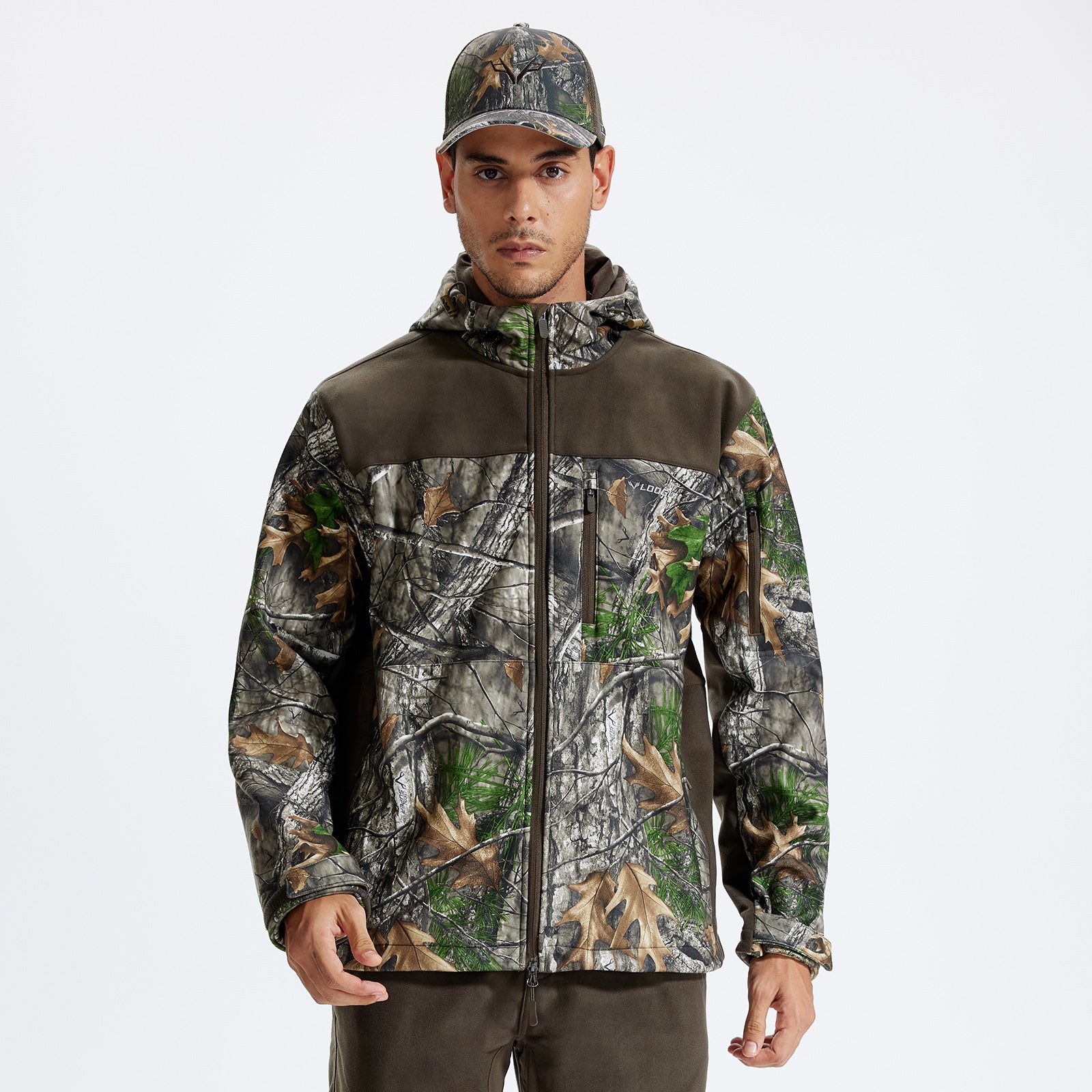 LOOGU Camo Hunting Fleece Lining Hooded Jacket M50-1