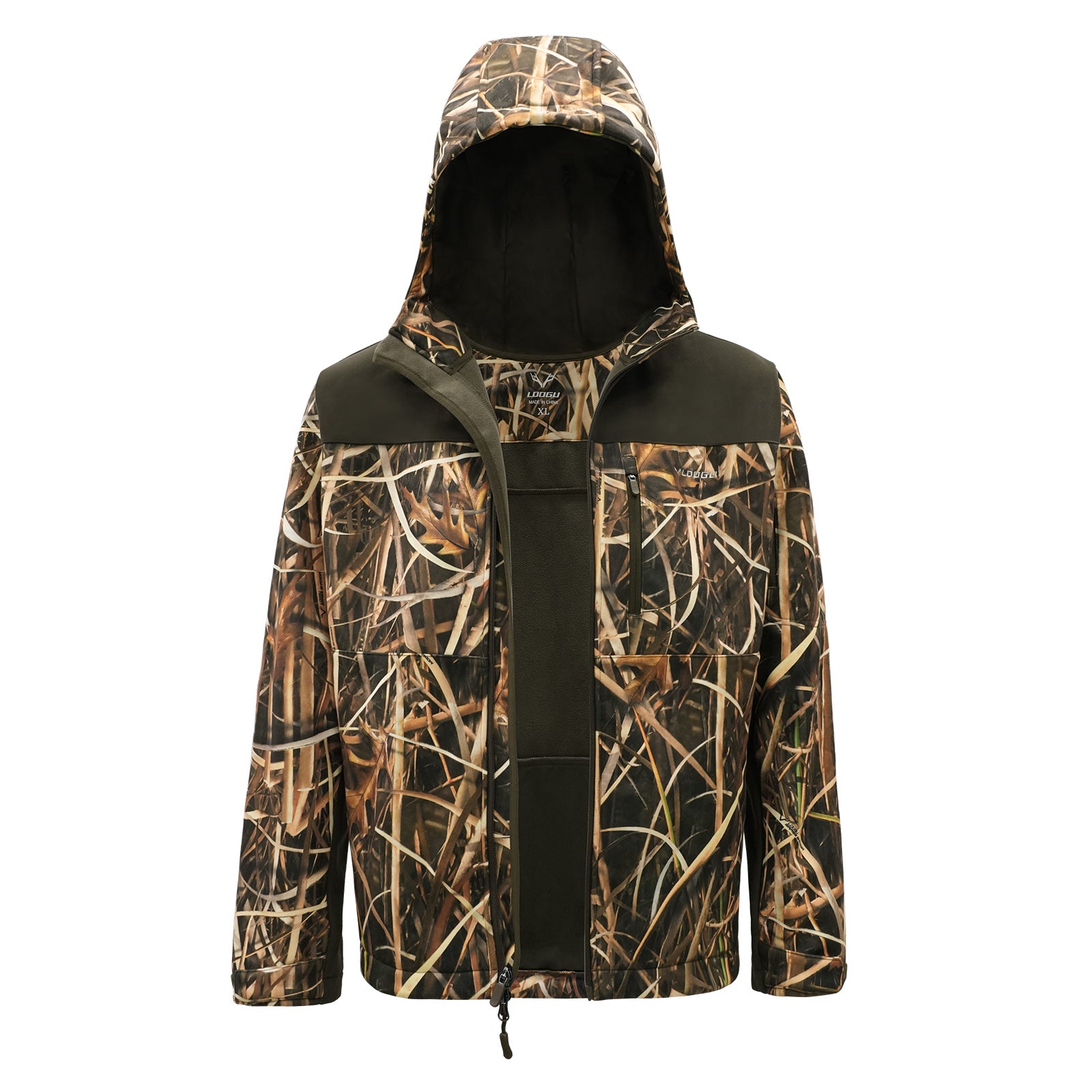 LOOGU Camo Hunting Fleece Lining Hooded Jacket M50-1