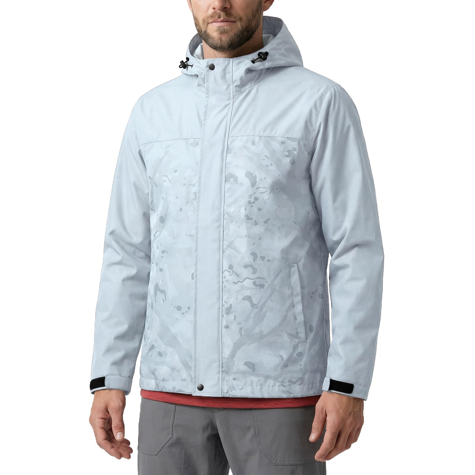 LOOGU Men’s Waterproof Packable Rain Jacket with Hood and Mesh Lining J40