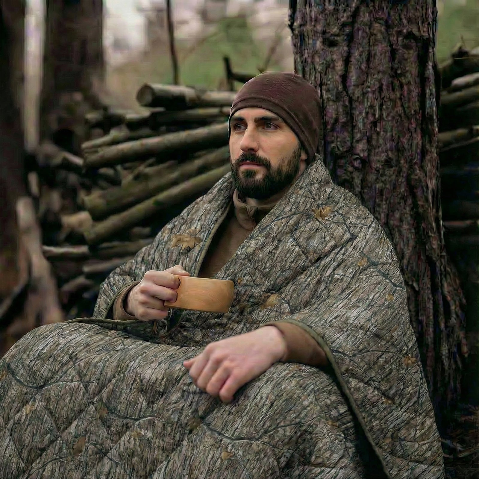 LOOGU – couverture camouflage Woobie imperméable, doublure de poncho pour le camping en plein air, la randonnée, la chasse, la survie, la randonnée, le pique-nique