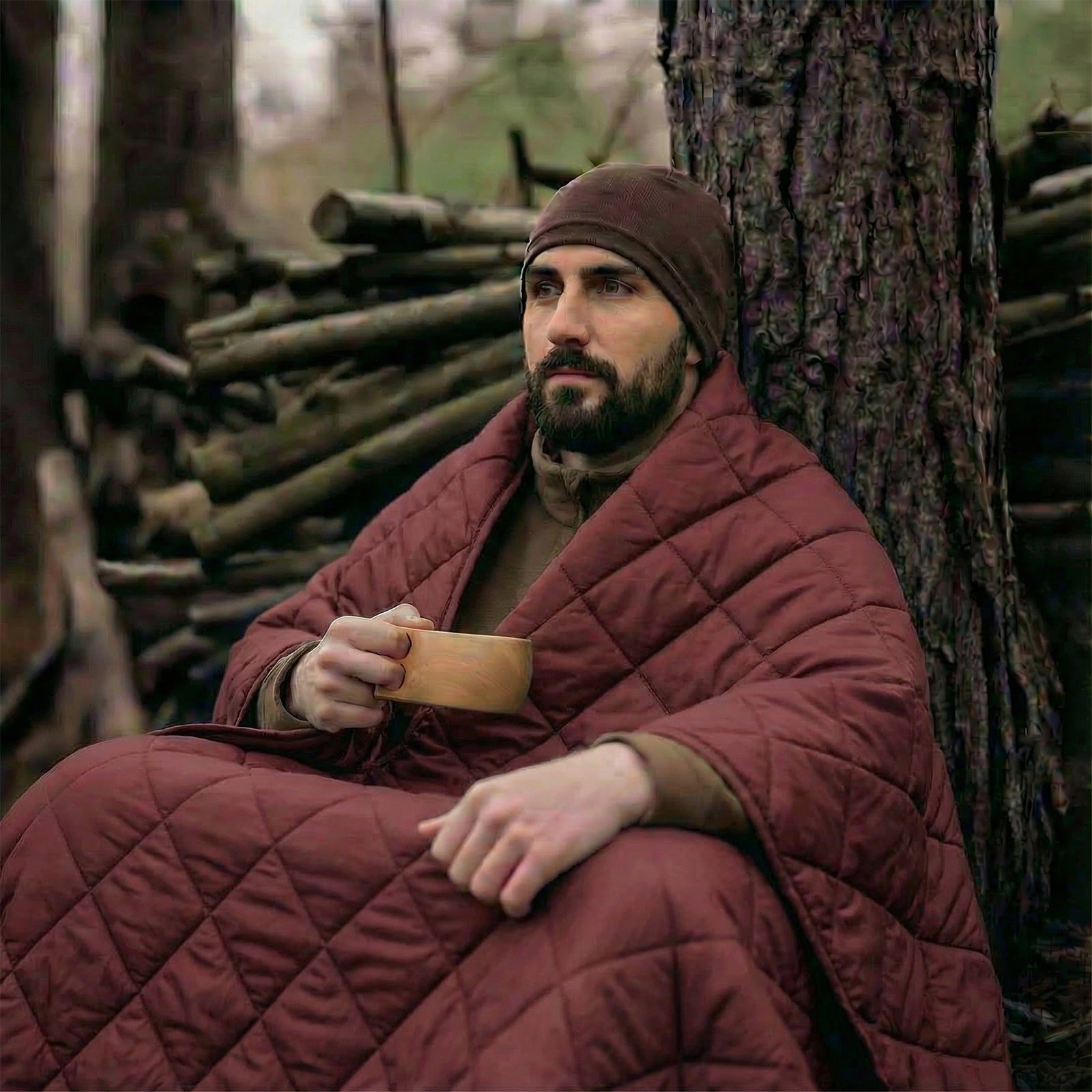 LOOGU – couverture camouflage Woobie imperméable, doublure de poncho pour le camping en plein air, la randonnée, la chasse, la survie, la randonnée, le pique-nique