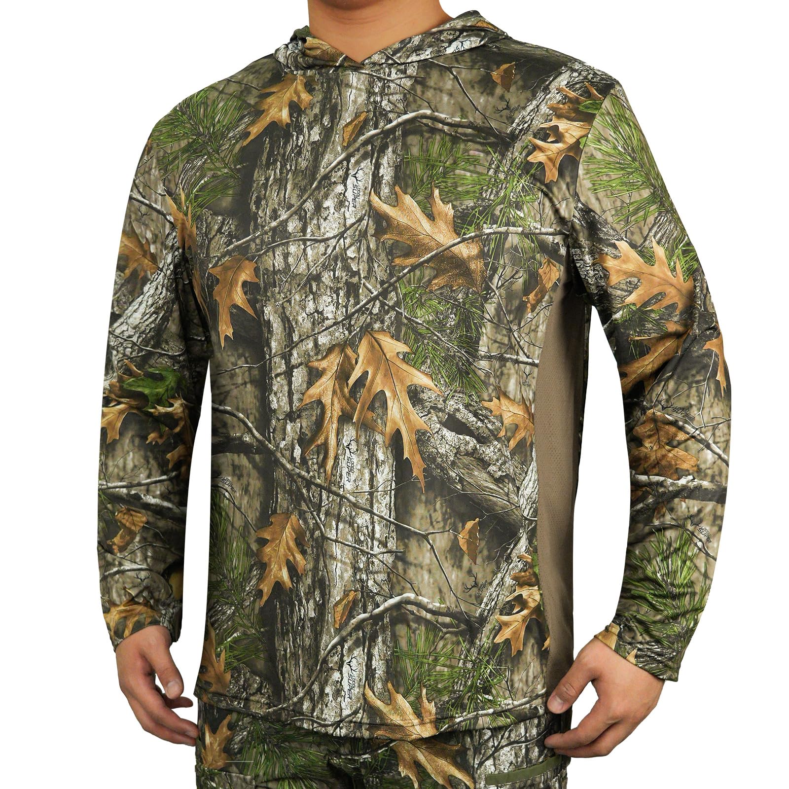LOOGU Hunting Long Sleeve Hoodie Tree Camo Contrast T51