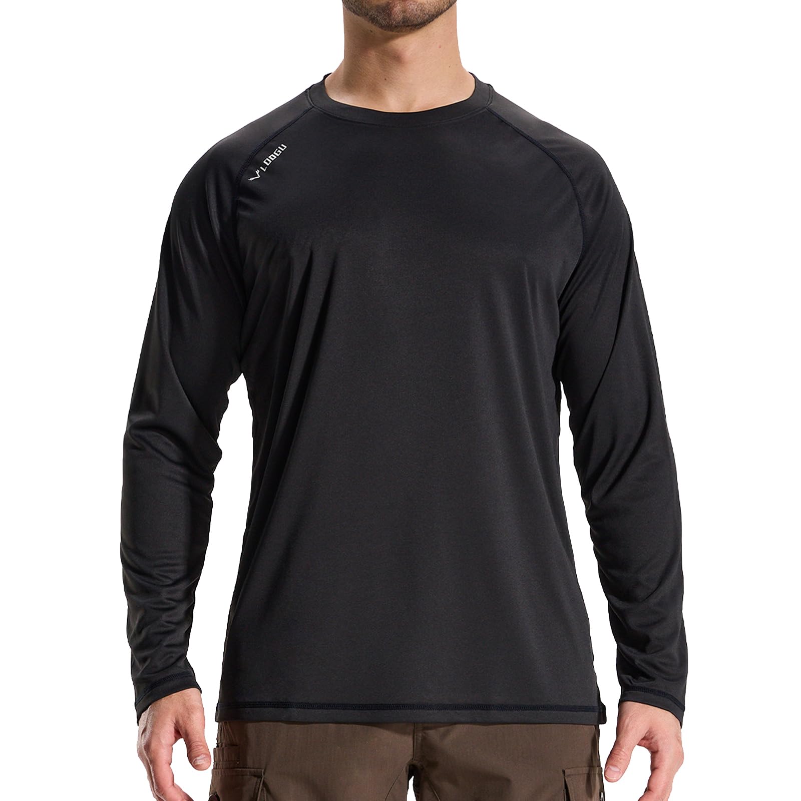 LOOGU Men’s Outdoor Long Sleeve Shirt Black T30-LG