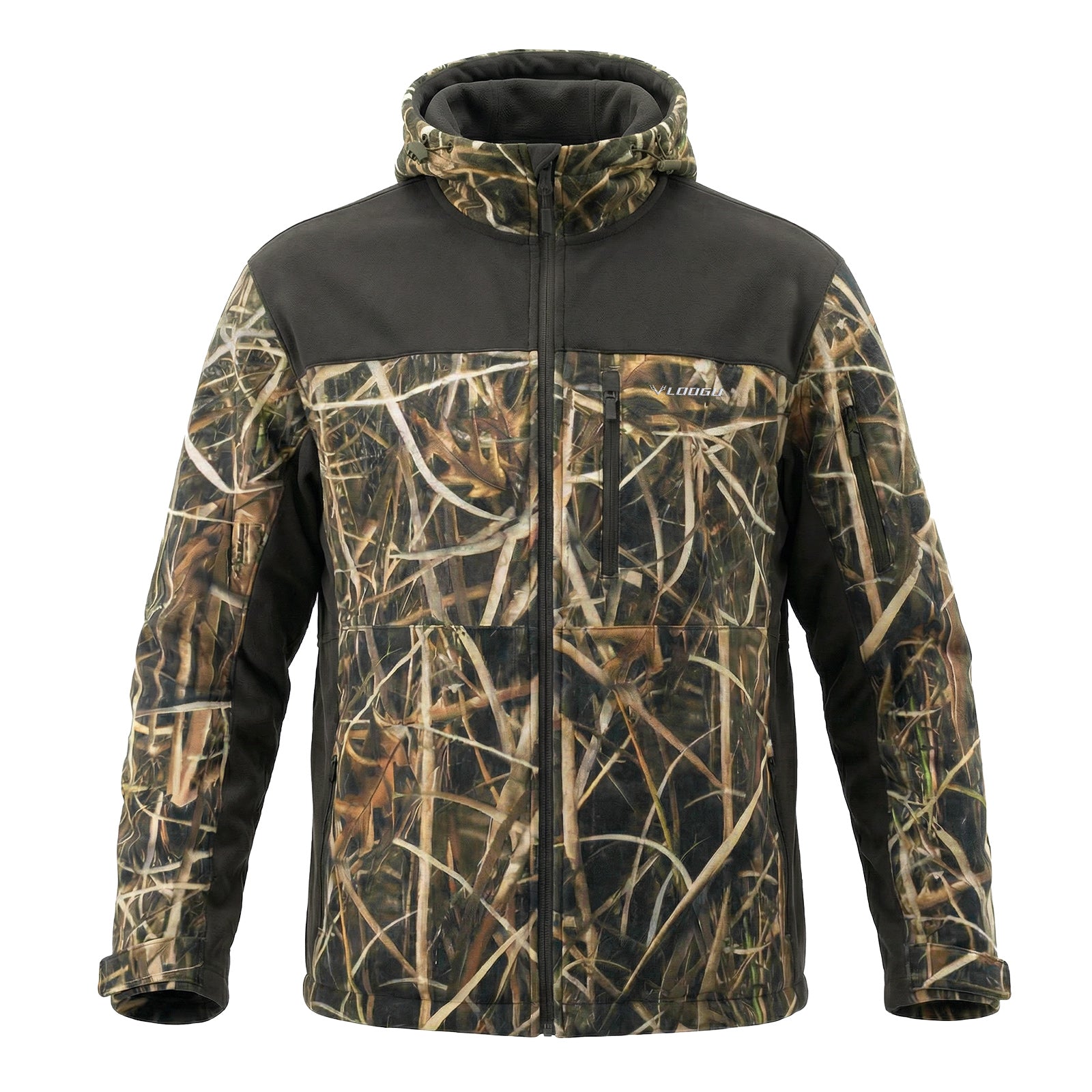 LOOGU Camo Hunting Fleece Lining Hooded Jacket M50-1