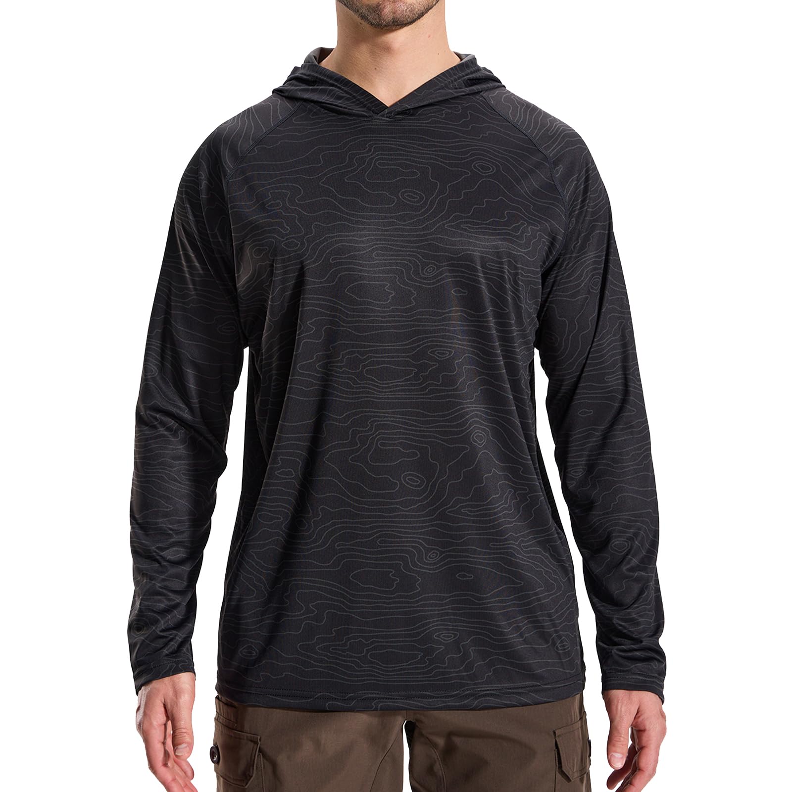 LOOGU Men’s Hoodie Long Sleeve Shirt Black-w T70