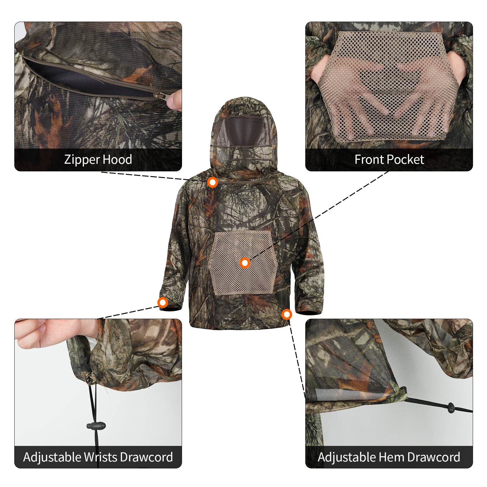 LOOGU Men's Hooded Mosquito Suit-Super Tree Camo