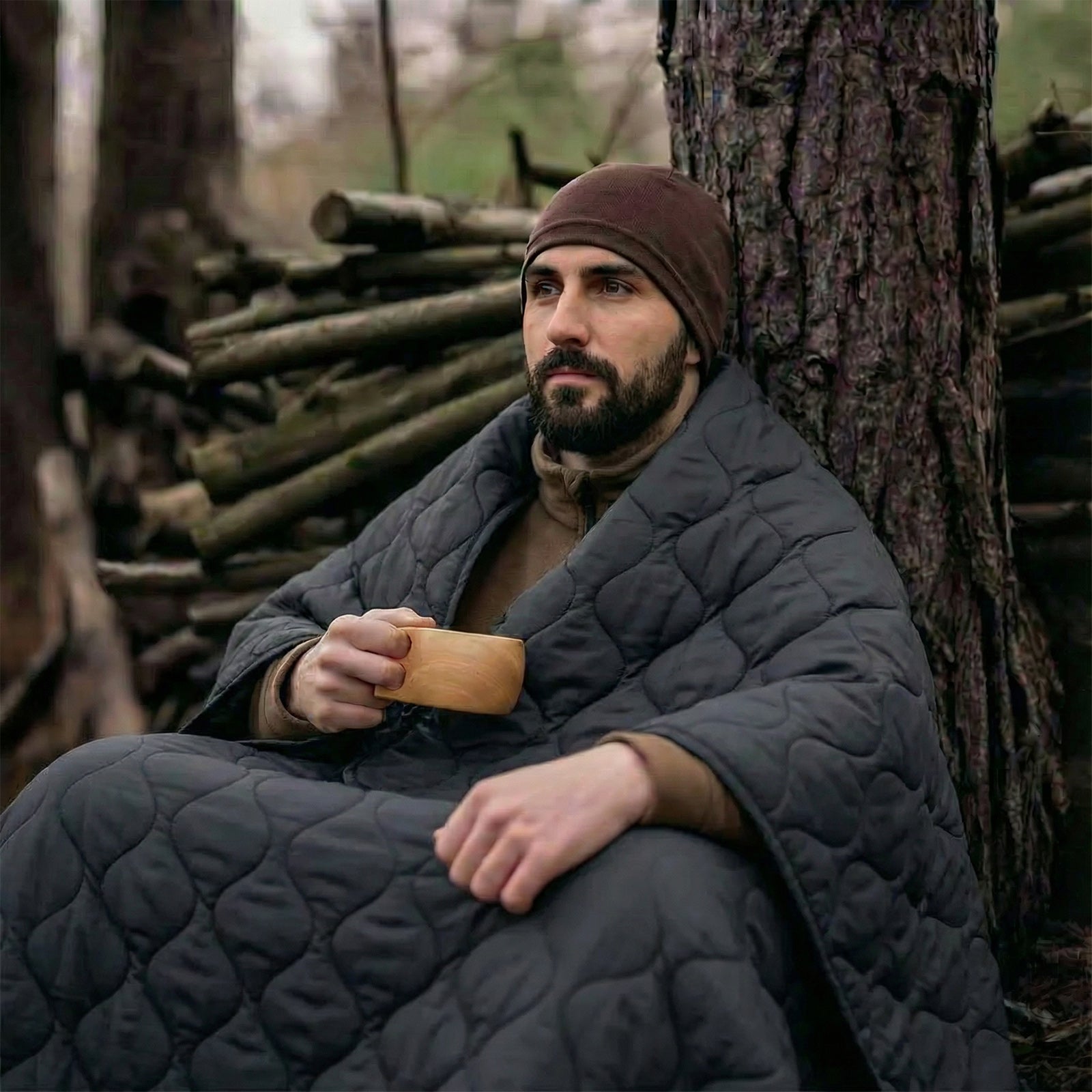 LOOGU – couverture camouflage Woobie imperméable, doublure de poncho pour le camping en plein air, la randonnée, la chasse, la survie, la randonnée, le pique-nique