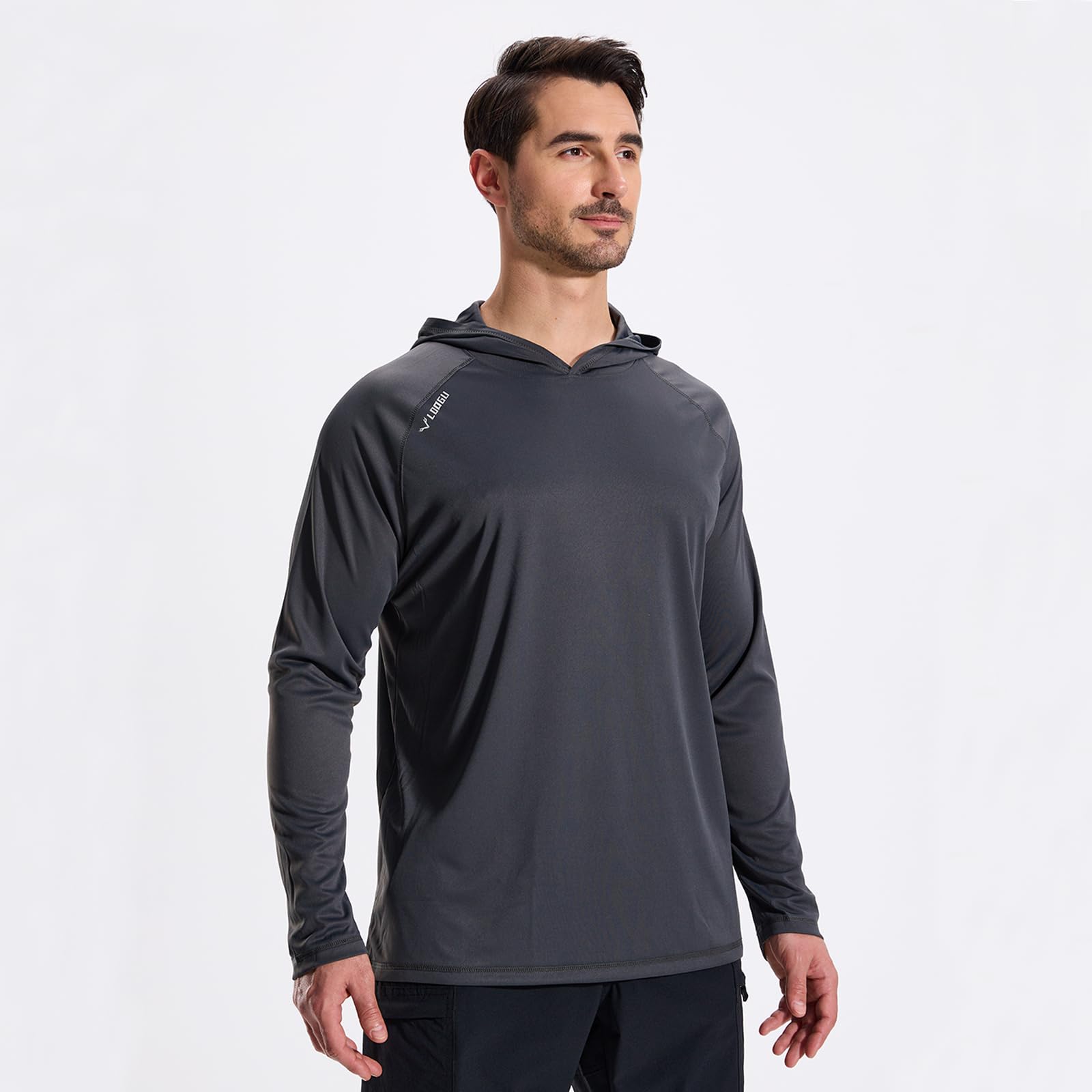 LOOGU Men’s Hoodie Long Sleeve Shirt Dark Gray T70