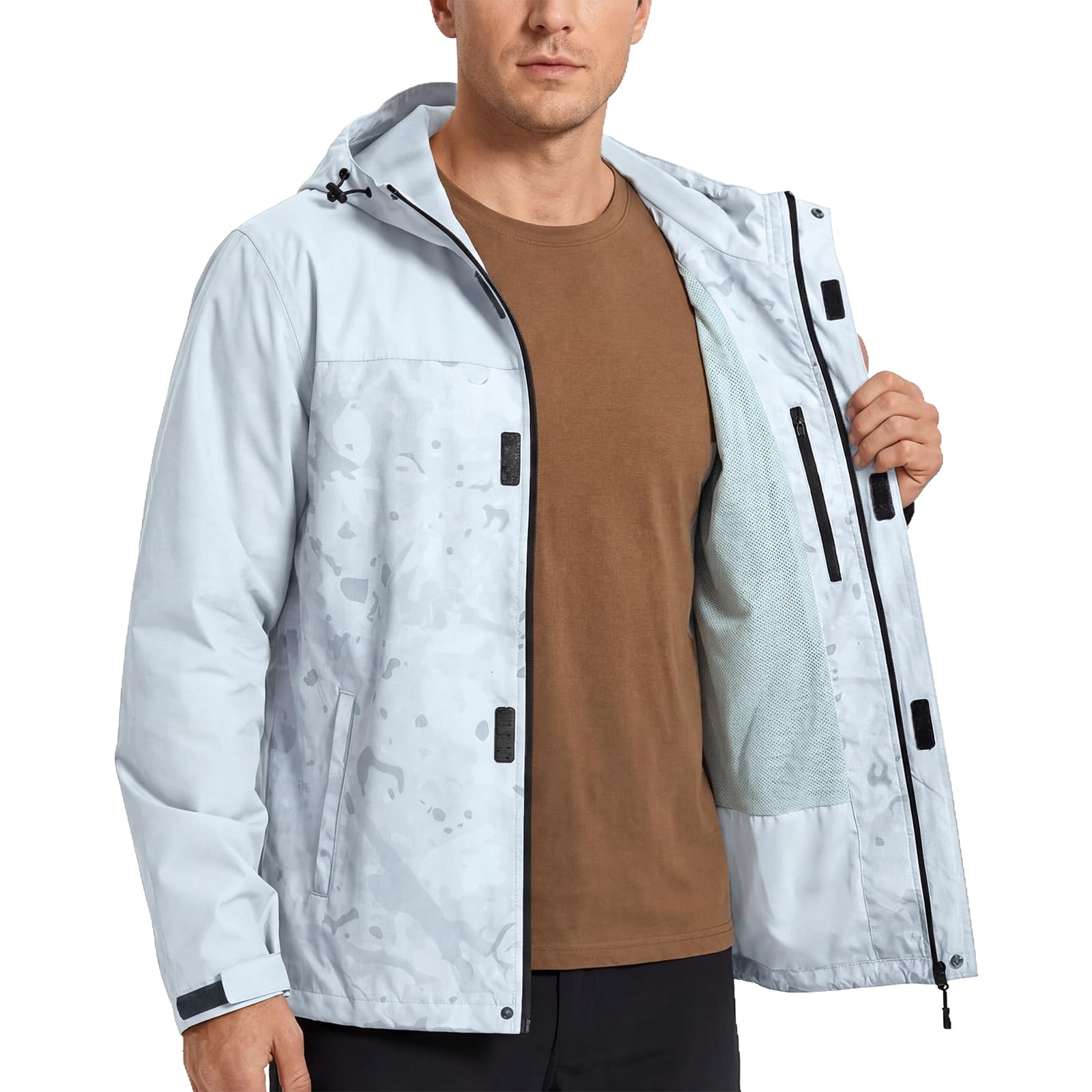 LOOGU Men’s Waterproof Packable Rain Jacket with Hood and Mesh Lining J40