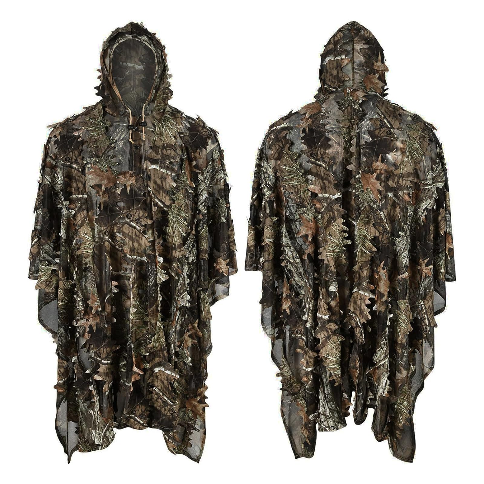 LOOGU Poncho Style Ghillie Suit 3D Leaf Super Tree Camo