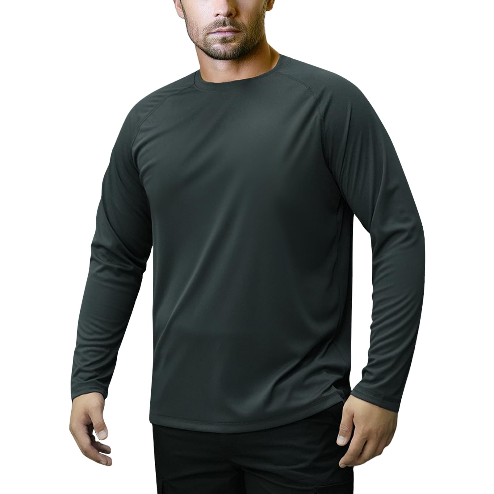 LOOGU Men’s Outdoor Long Sleeve Shirt Dark Grey T30