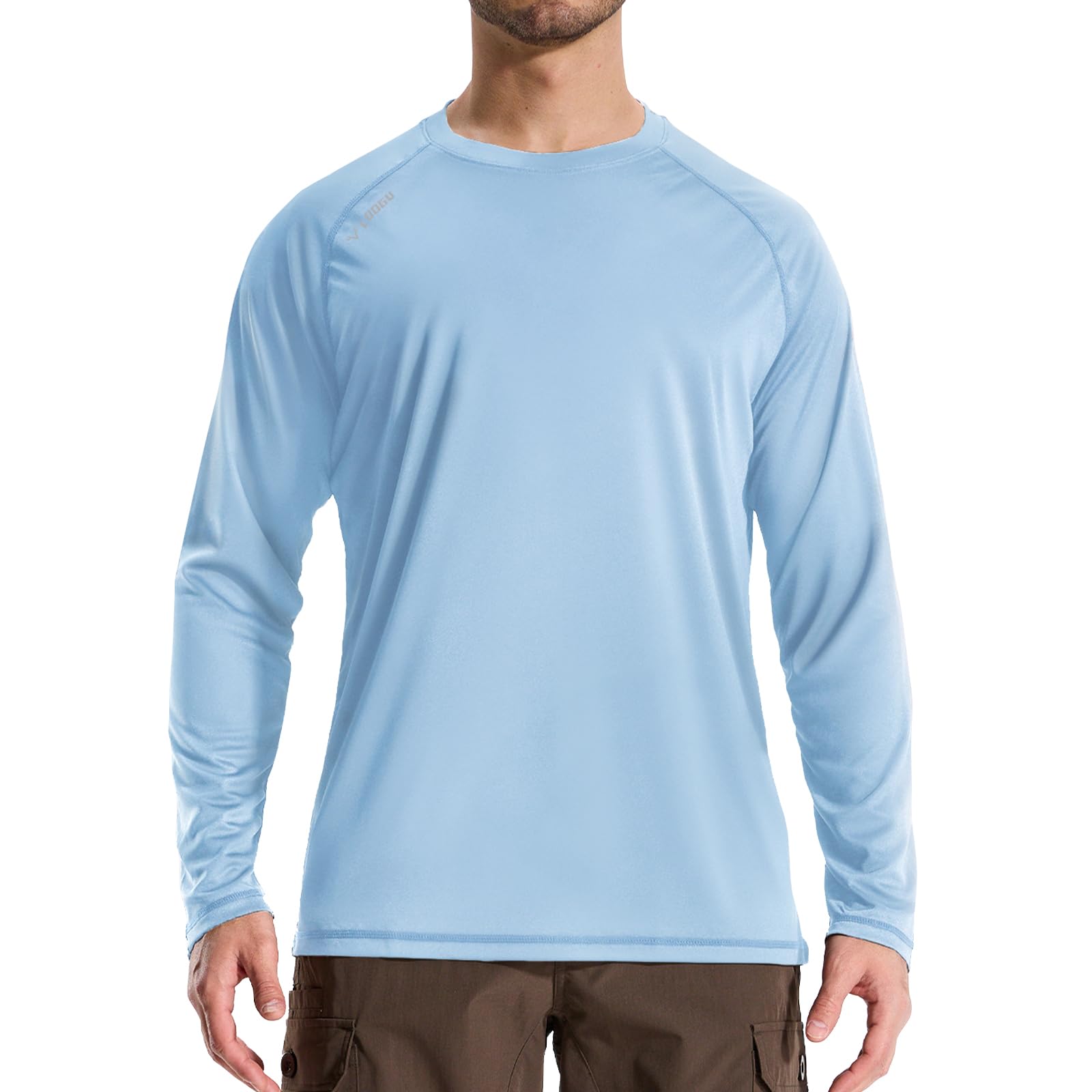 LOOGU Men’s Outdoor Long Sleeve Shirt Light Blue T30-LG