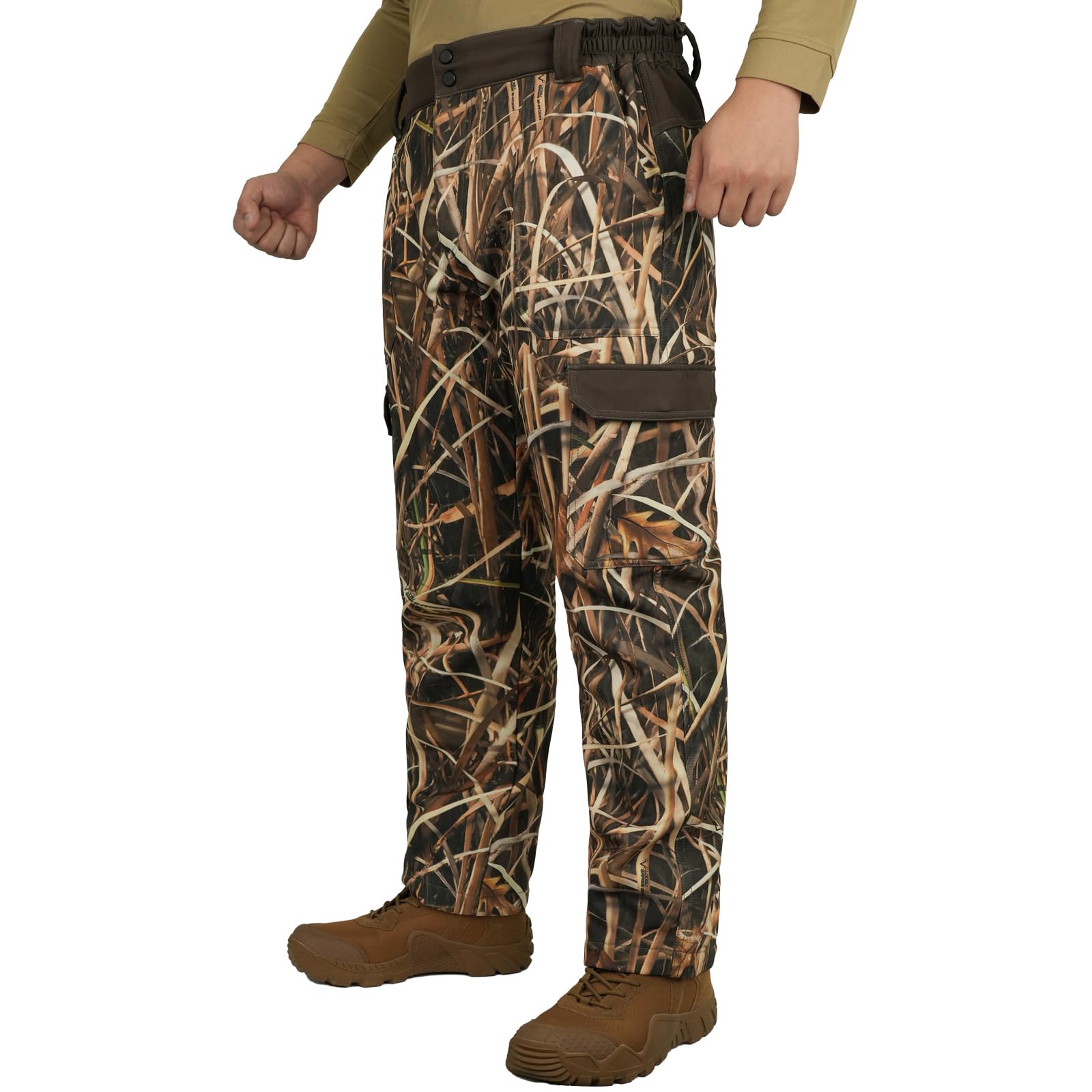 LOOGU Camo Hunting Fleece Insulation Pants 6 pocket Grass Camo P20