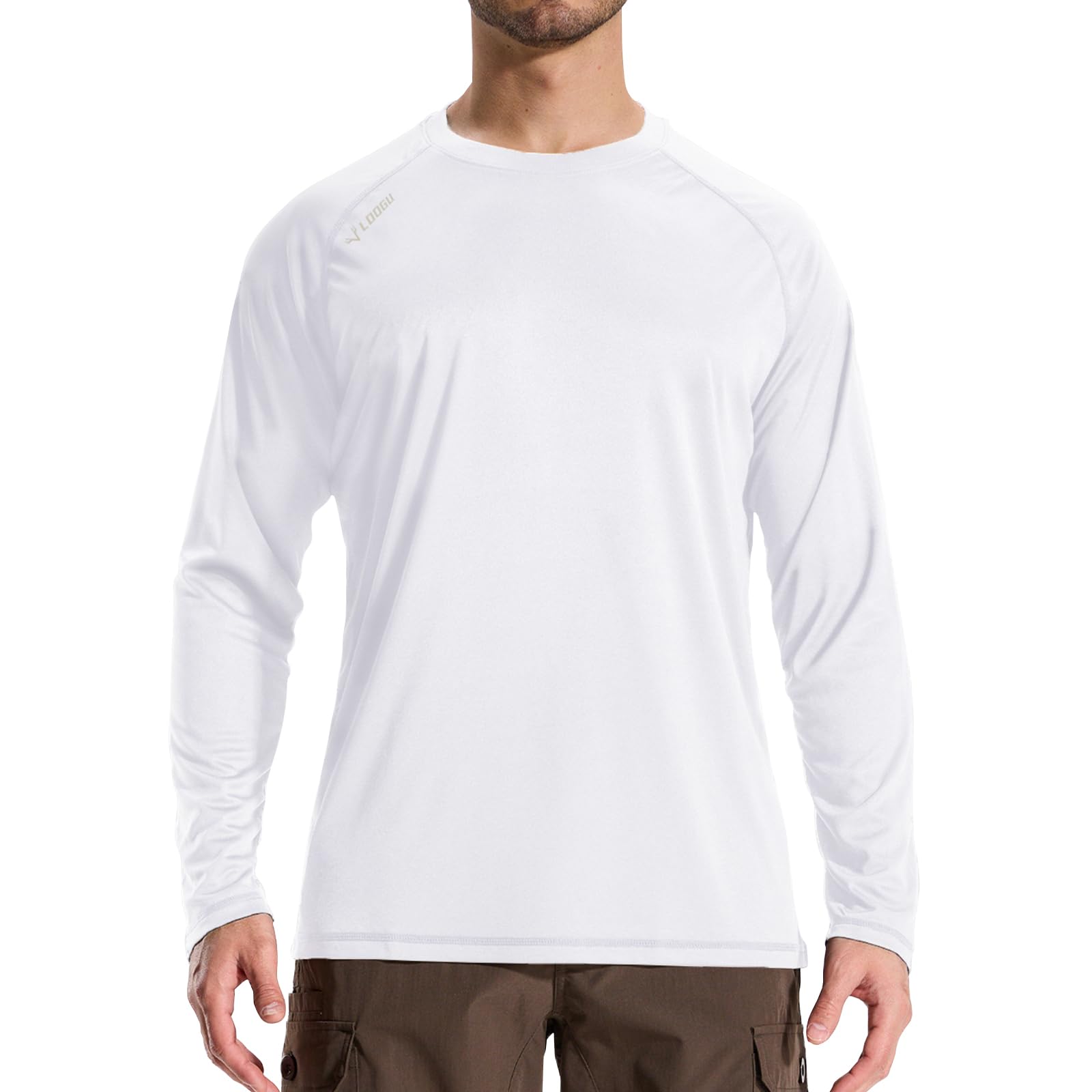 LOOGU Men’s Outdoor Long Sleeve Shirt White T30-LG