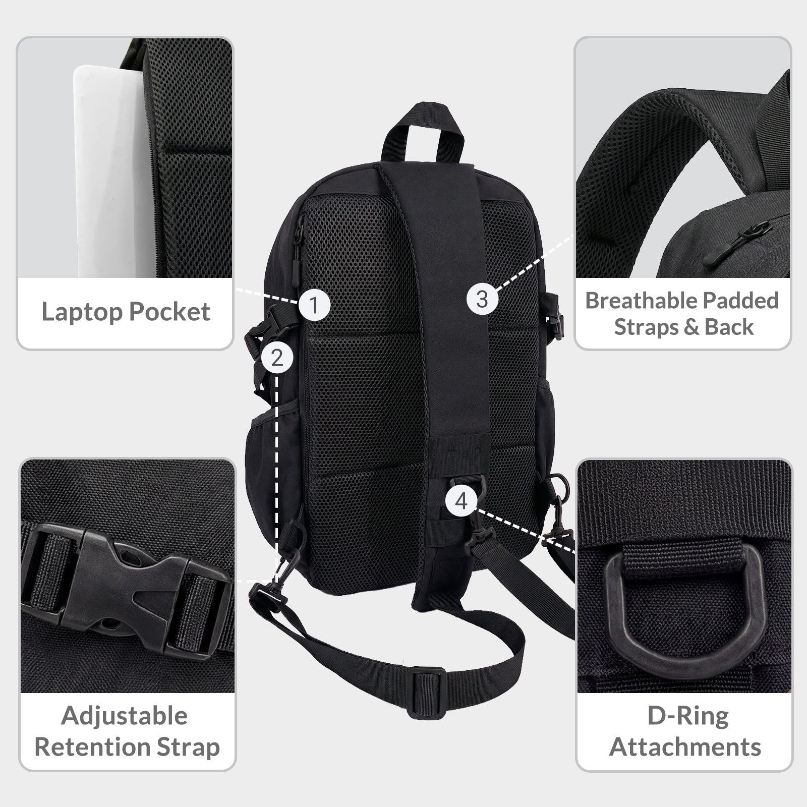 LOOGU Tactical Sling Bag Waterproof Military Shoulder Pack CB10