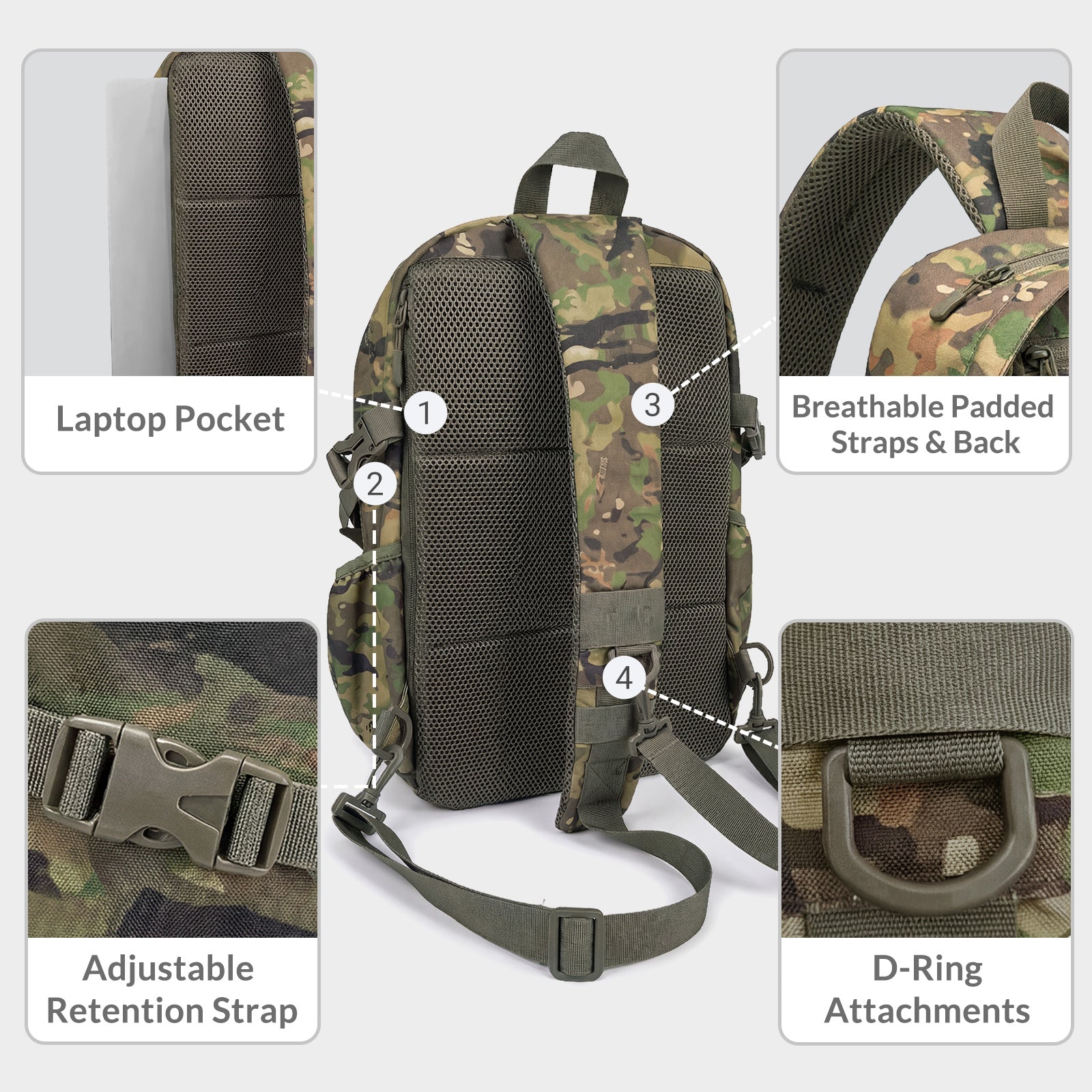 LOOGU Tactical Sling Bag Waterproof Military Shoulder Pack CB10