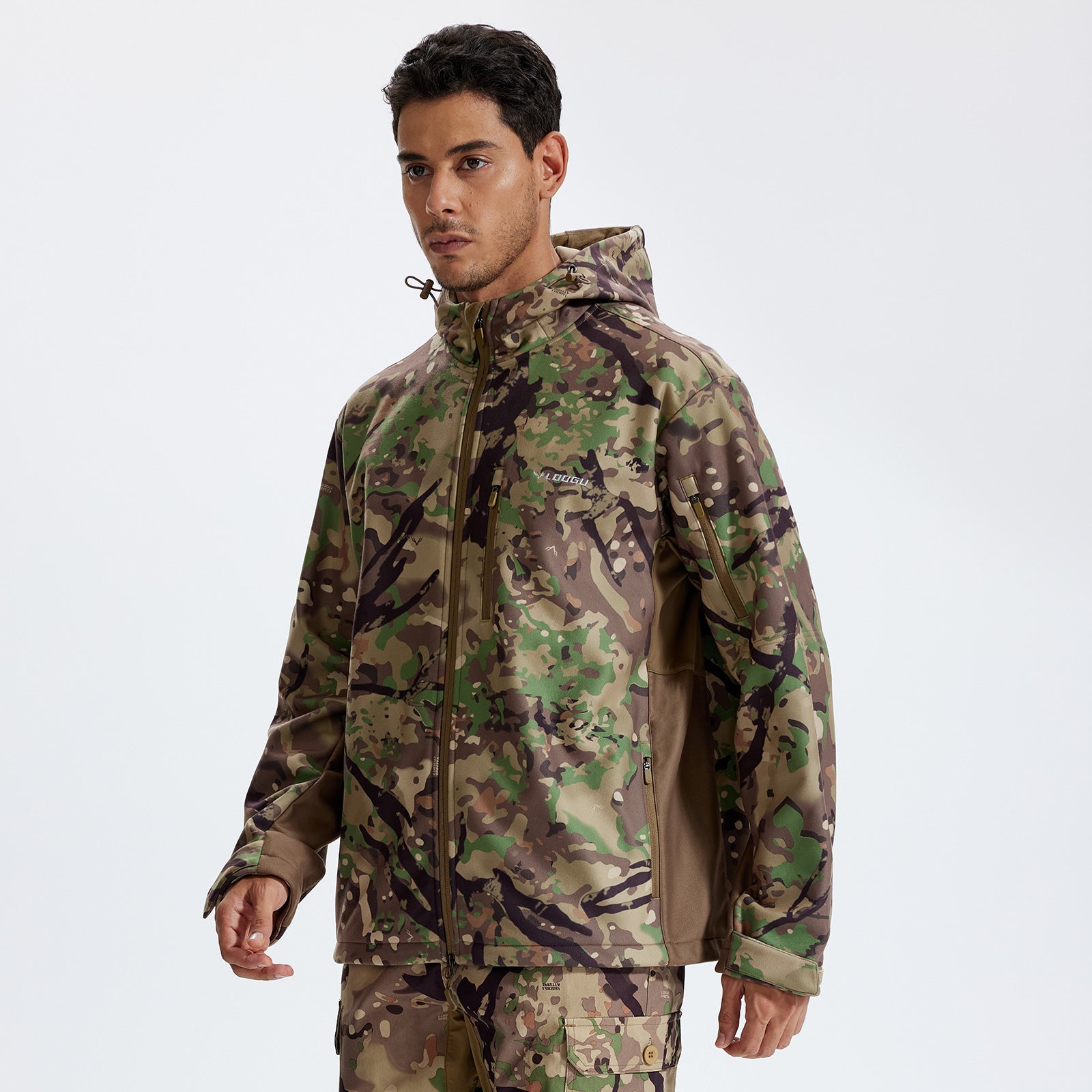 LOOGU Camo Hunting Fleece Lining Hooded Jacket M52