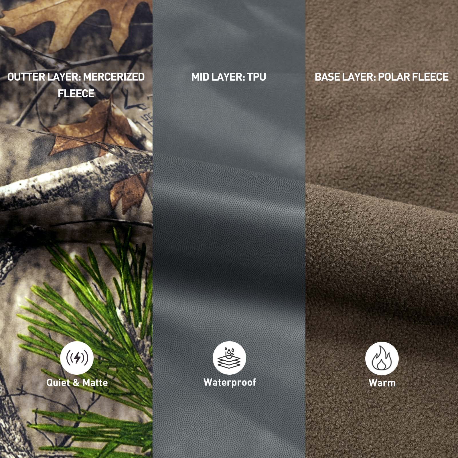 LOOGU Camo Hunting Fleece Insulation Pants 6 pocket P20-1