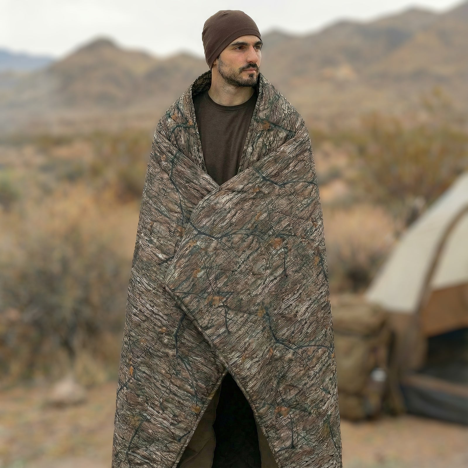 LOOGU – couverture camouflage Woobie imperméable, doublure de poncho pour le camping en plein air, la randonnée, la chasse, la survie, la randonnée, le pique-nique