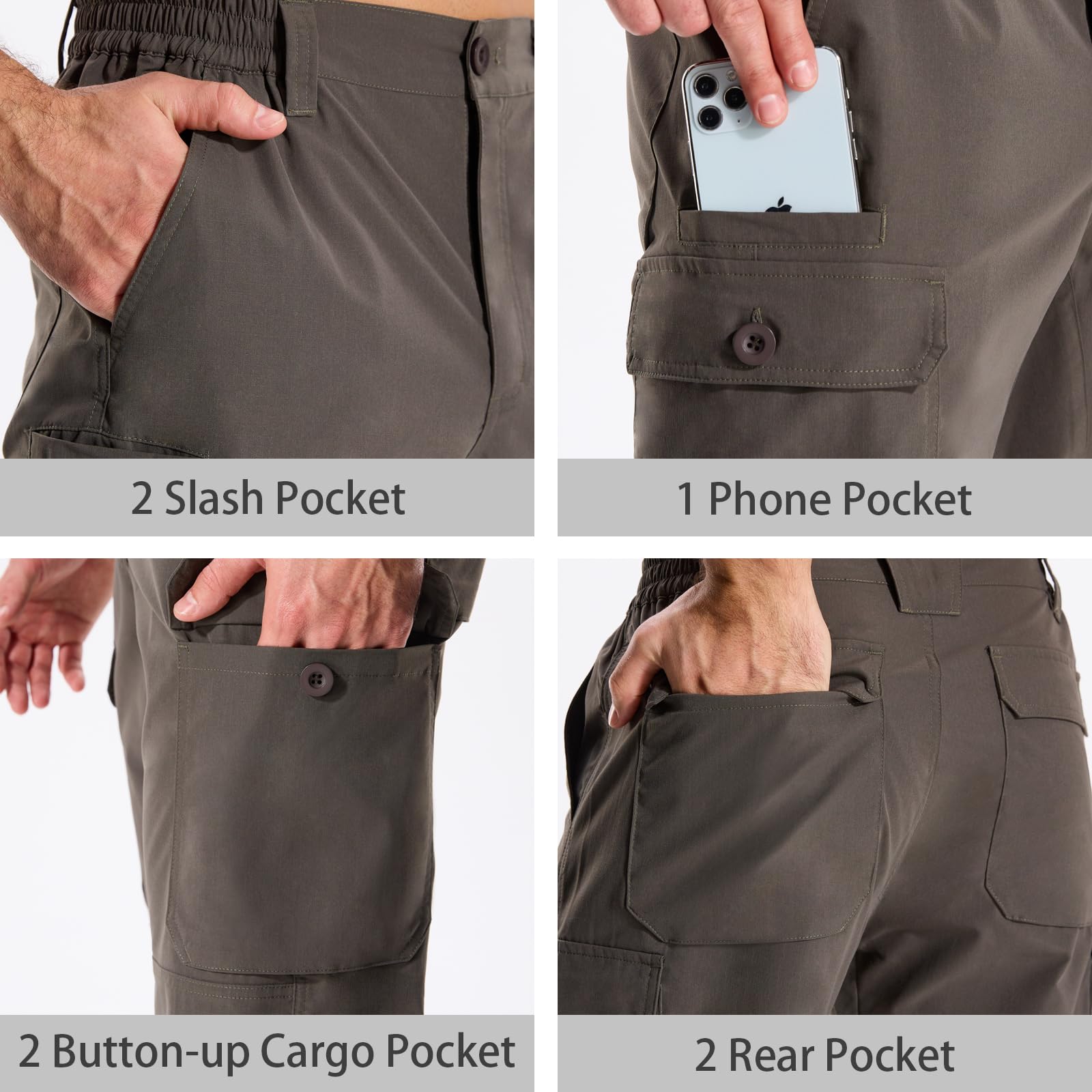 LOOGU Camo Hunting Pants 7 Pockets Charcoal Gray H30