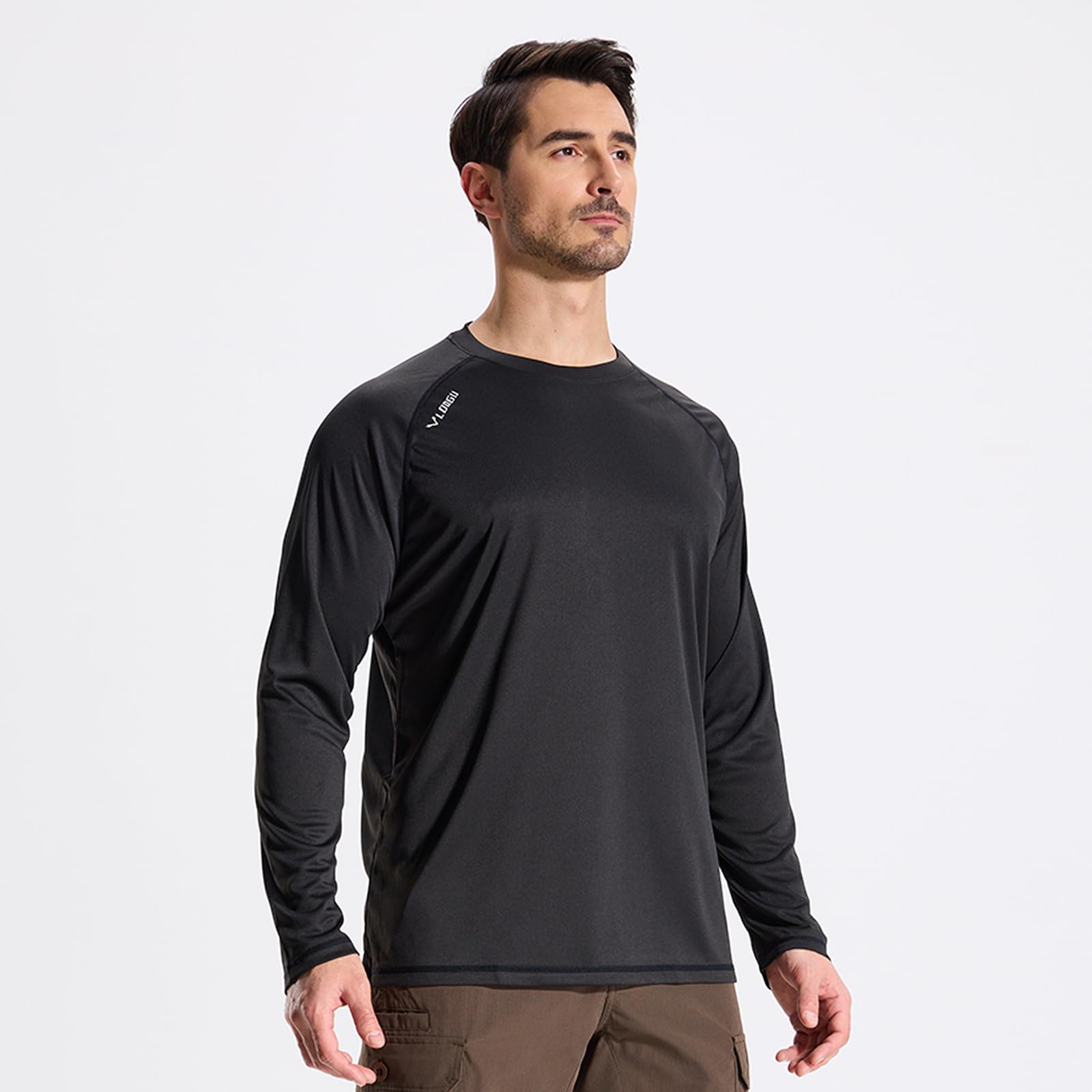 LOOGU Men’s Outdoor Long Sleeve Shirt Black T30-LG