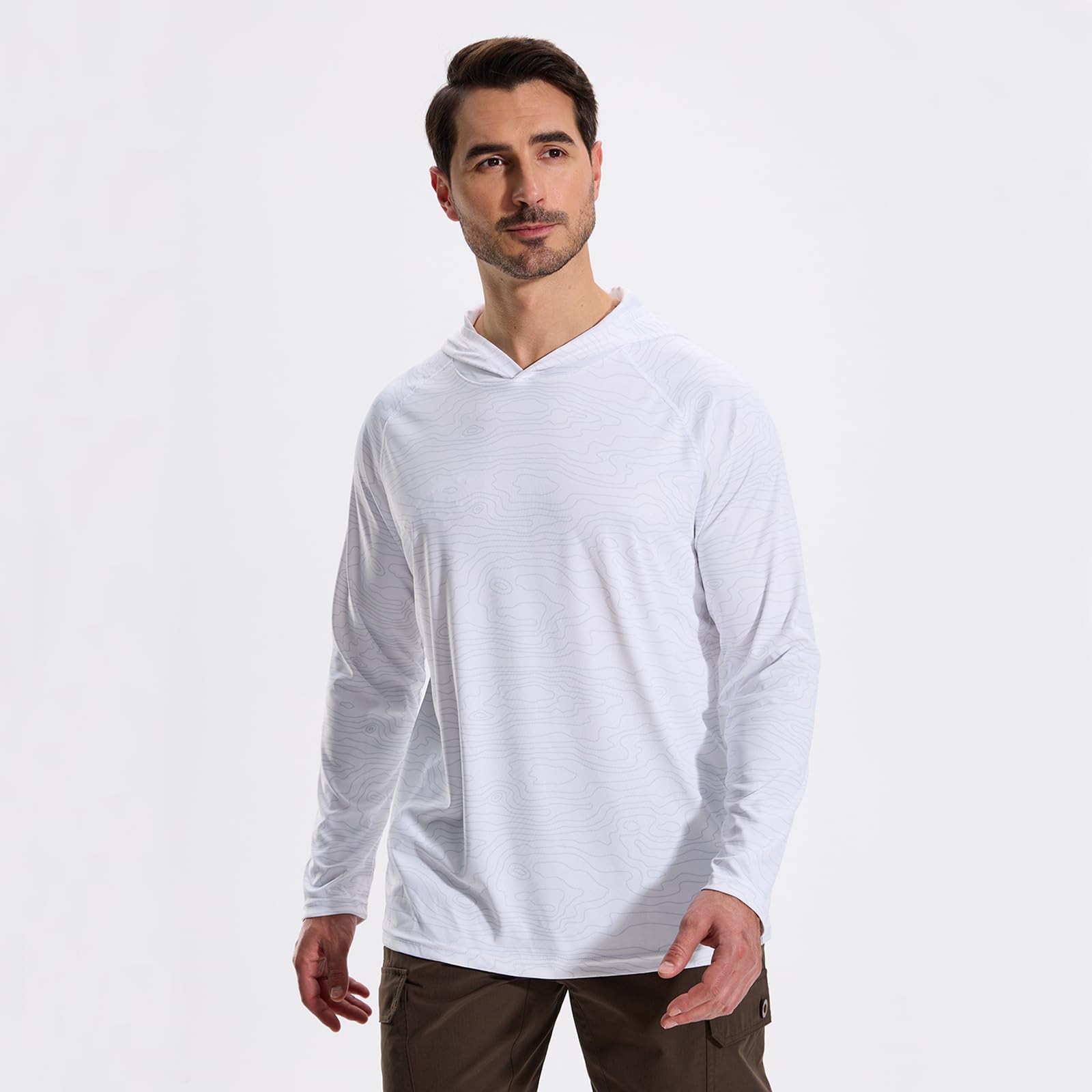 LOOGU Men’s Hoodie Long Sleeve Shirt White -W T70