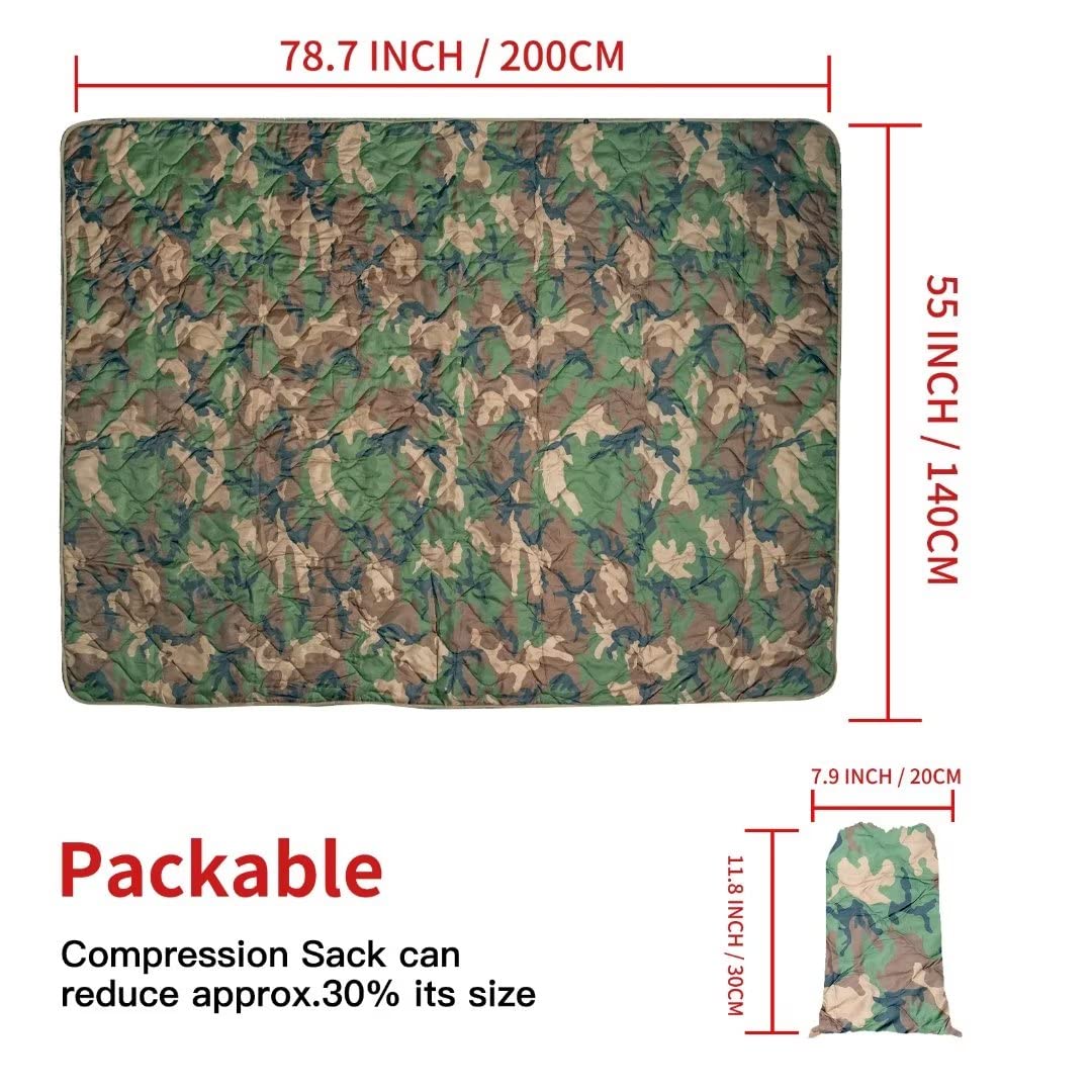 LOOGU – couverture camouflage Woobie imperméable, doublure de poncho pour le camping en plein air, la randonnée, la chasse, la survie, la randonnée, le pique-nique