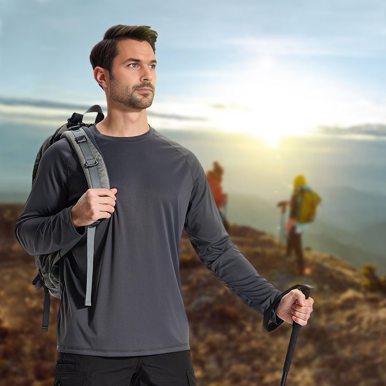 LOOGU Men’s Outdoor Long Sleeve Shirt Dark Grey T30