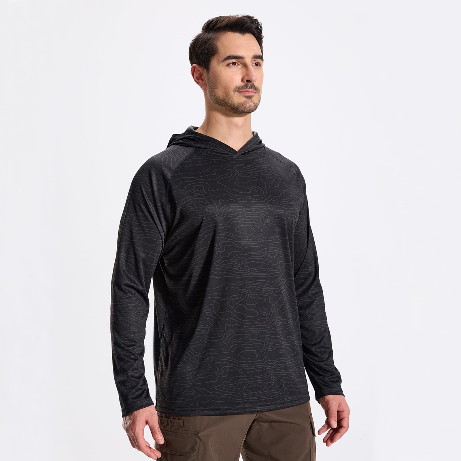 LOOGU Men’s Hoodie Long Sleeve Shirt Black-w T70