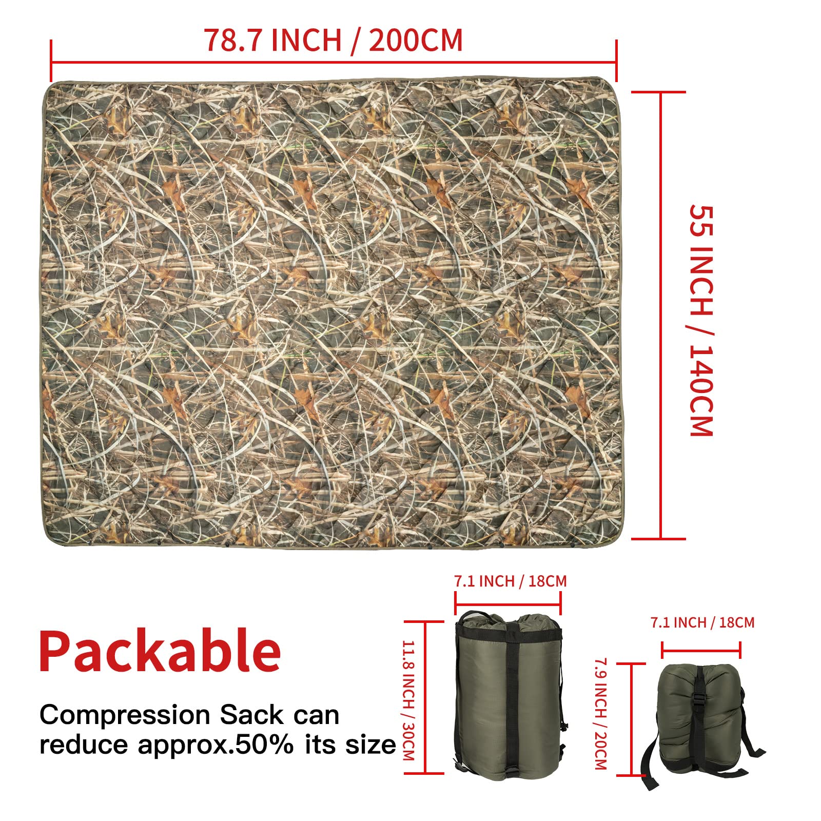 LOOGU – couverture camouflage Woobie imperméable, doublure de poncho pour le camping en plein air, la randonnée, la chasse, la survie, la randonnée, le pique-nique