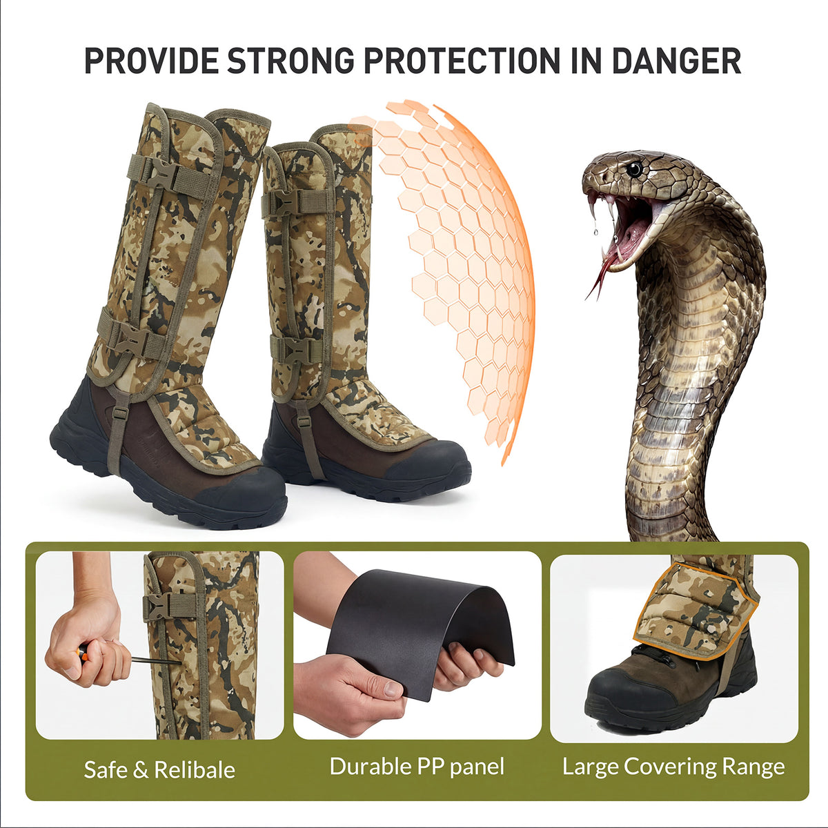 LOOGU Snake Gaiters, Waterproof Oxford Leg Guards for Hunting Hiking SG10