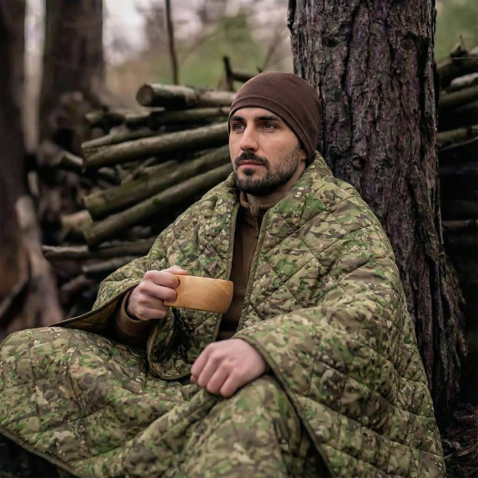 LOOGU – couverture camouflage Woobie imperméable, doublure de poncho pour le camping en plein air, la randonnée, la chasse, la survie, la randonnée, le pique-nique