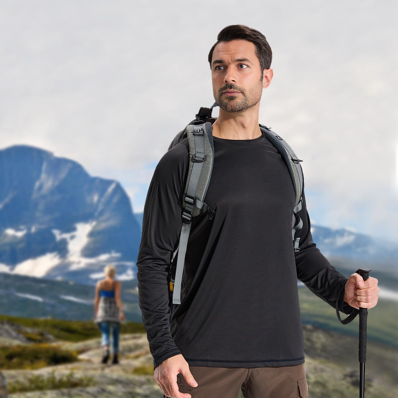 LOOGU Men’s Outdoor Long Sleeve Shirt Black T30