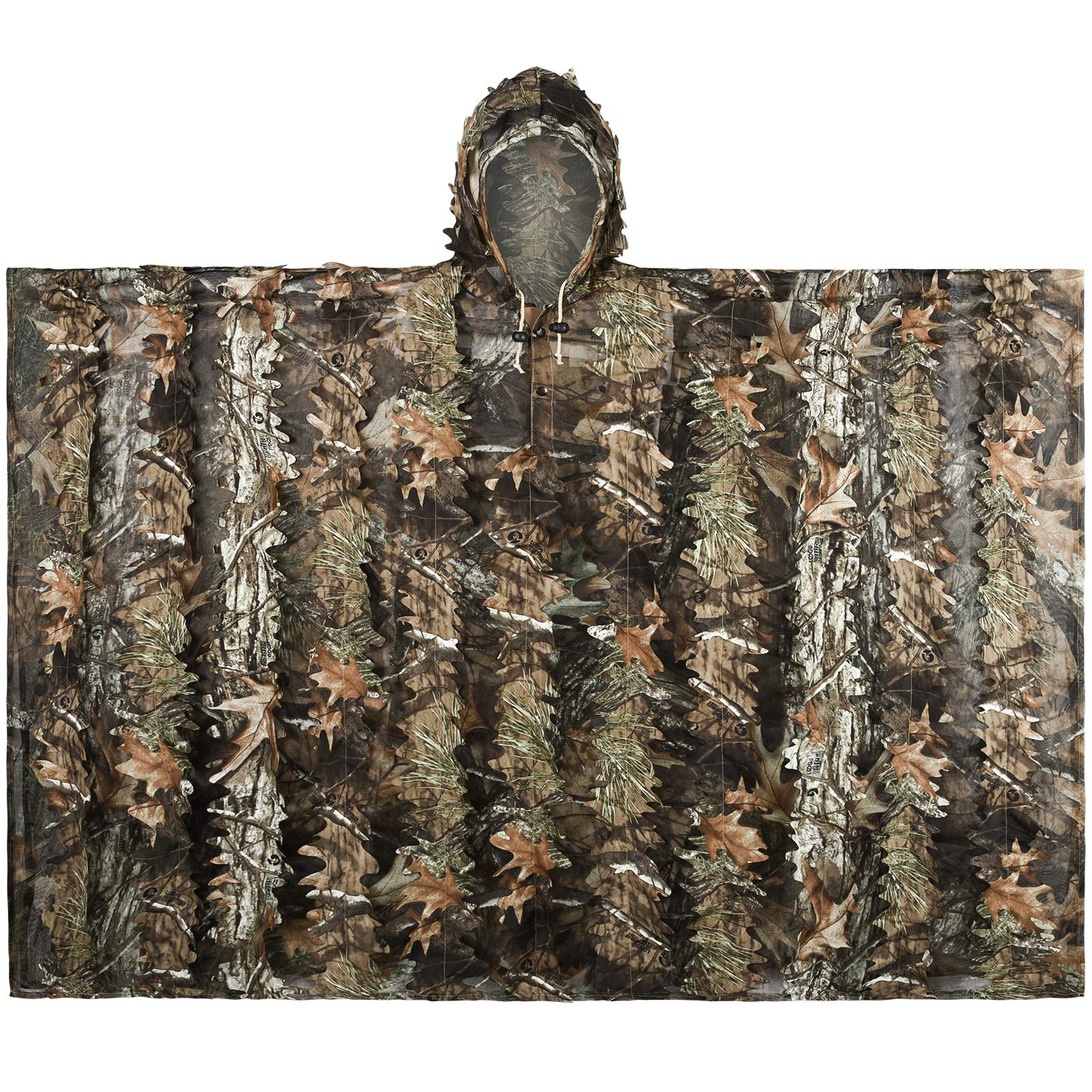 LOOGU Poncho Style Ghillie Suit 3D Leaf Super Tree Camo