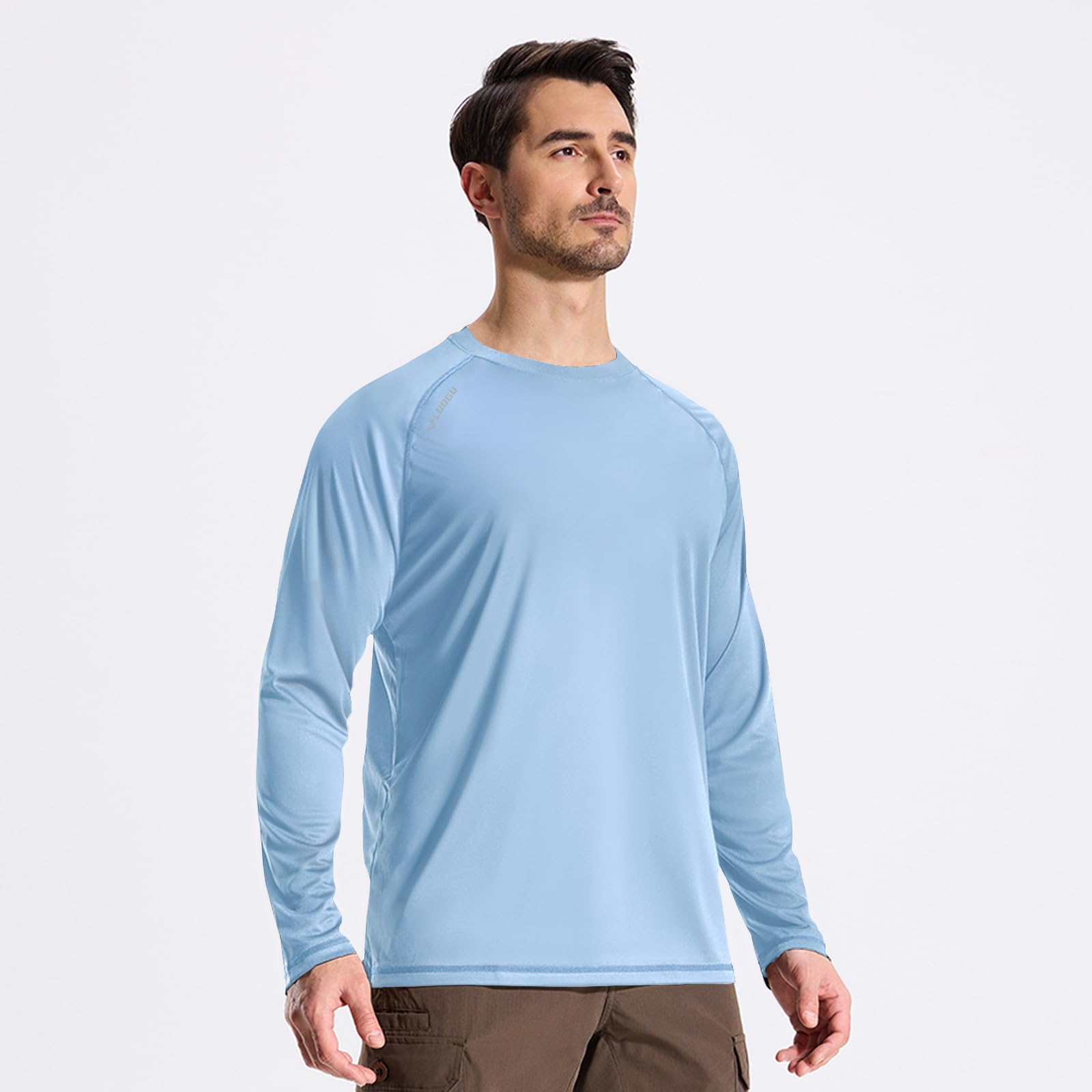 LOOGU Men’s Outdoor Long Sleeve Shirt Light Blue T30-LG