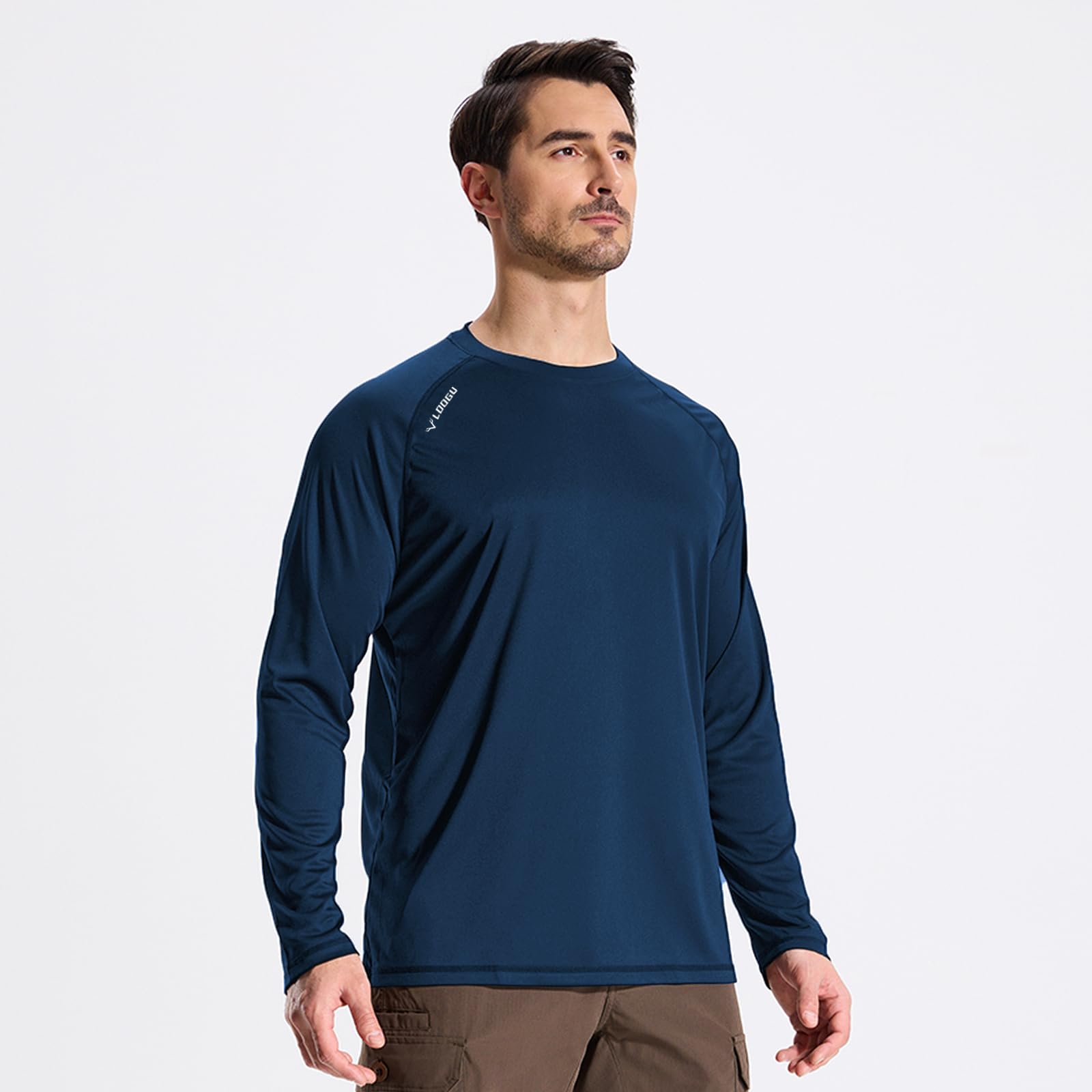 LOOGU Men’s Outdoor Long Sleeve Shirt Navy T30-LG