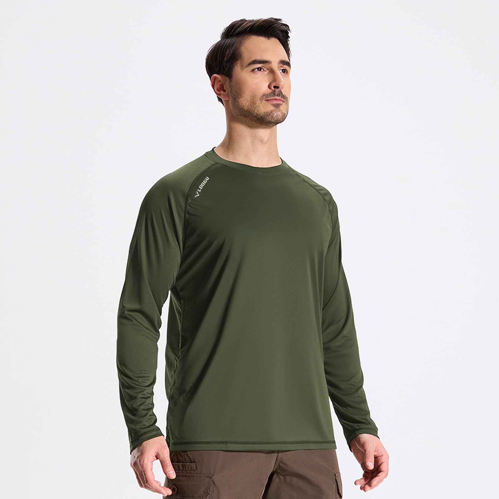Loogu Men’s Outdoor Long Sleeve Shirt Olive-Green T30-Lg