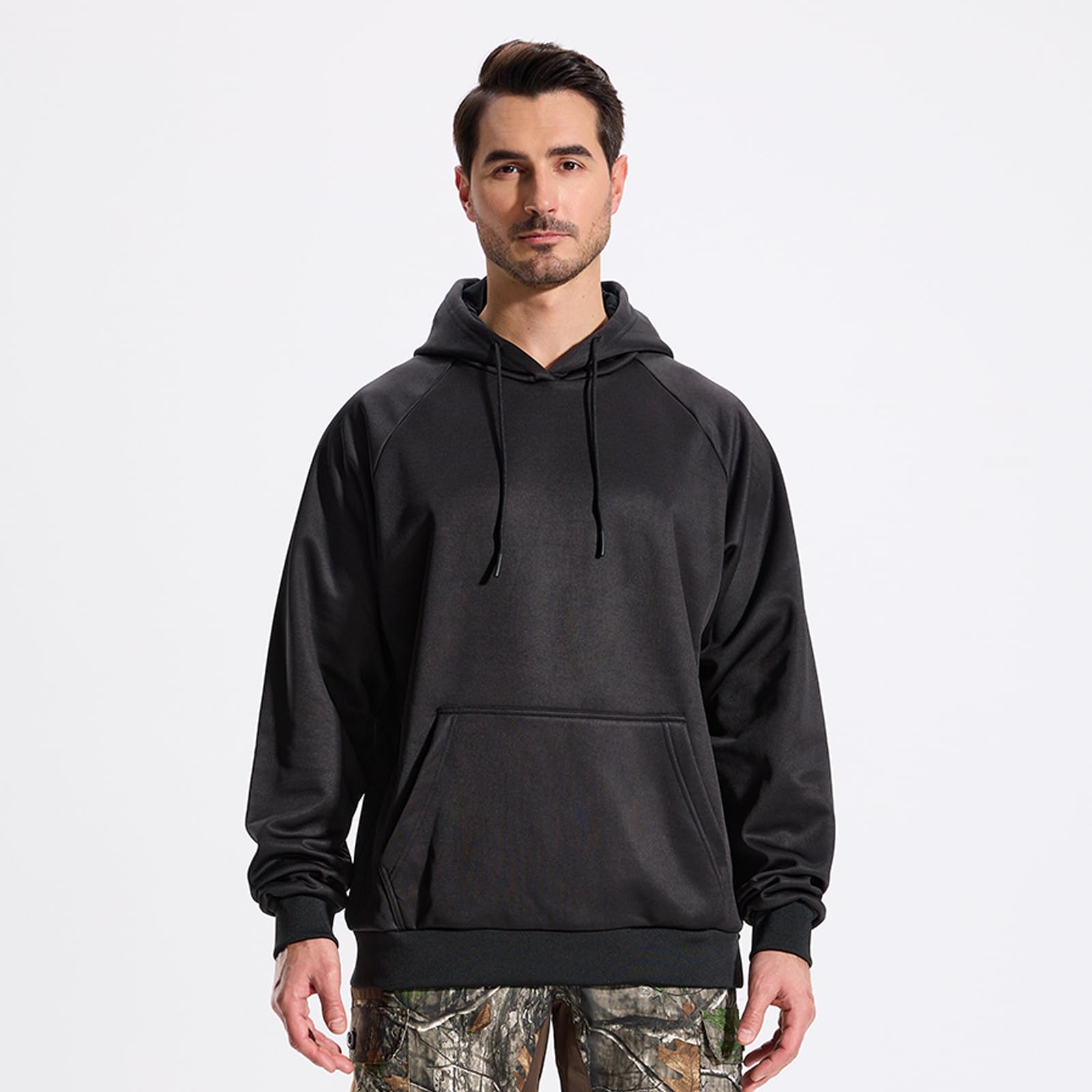 LOOGU Hunting Fleece Zipper Hoodie-Black D60