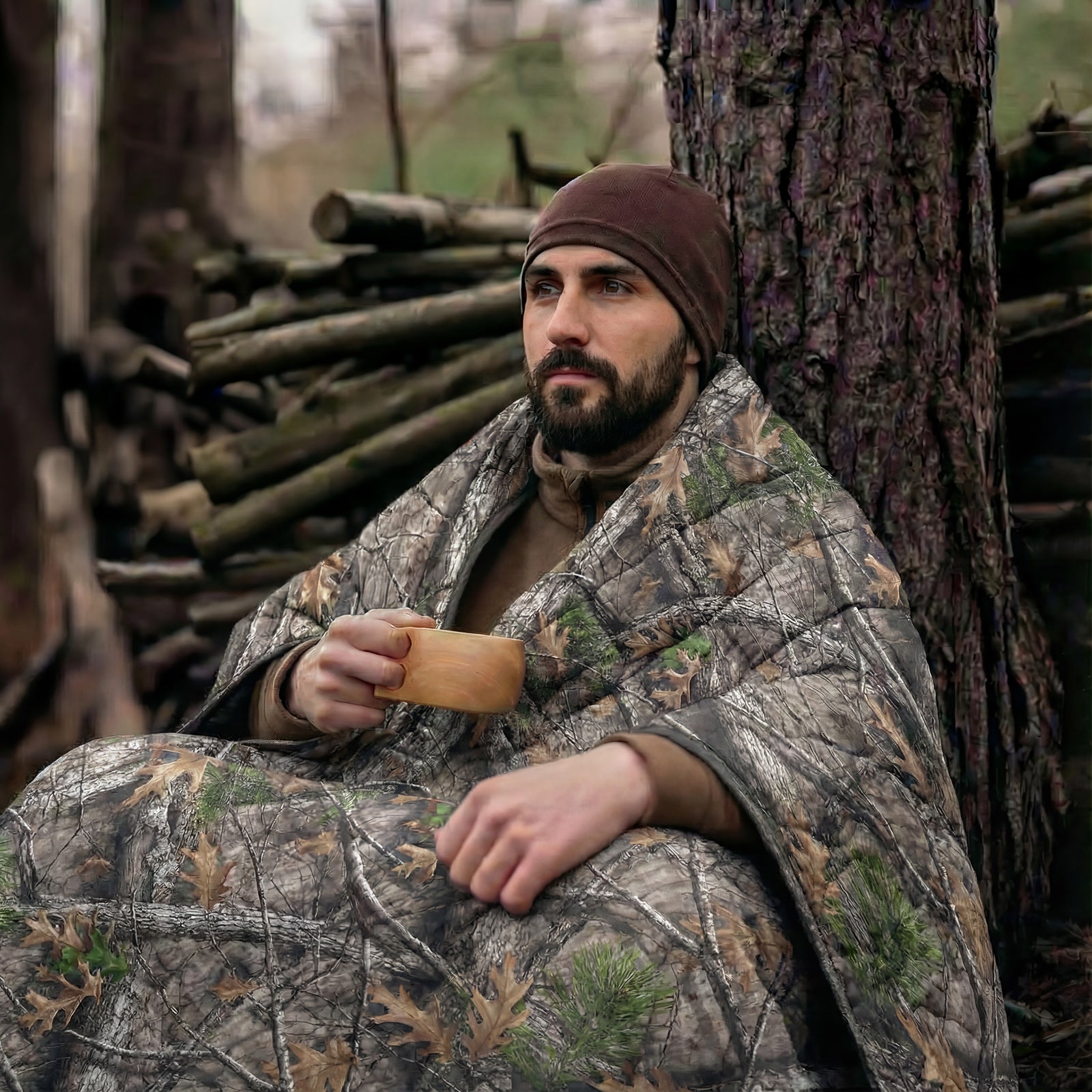 LOOGU – couverture camouflage Woobie imperméable, doublure de poncho pour le camping en plein air, la randonnée, la chasse, la survie, la randonnée, le pique-nique