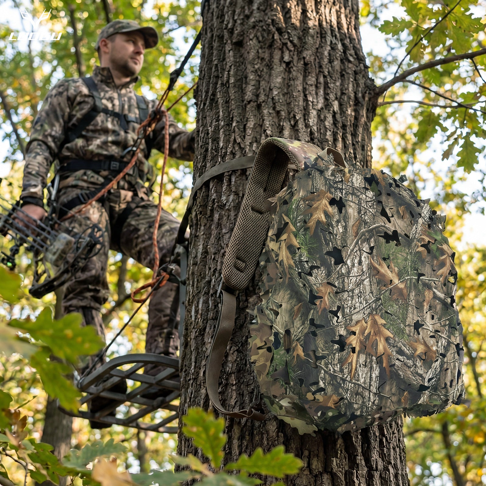 LOOGU Camo Tactical Backpack Cover Oak Leaf