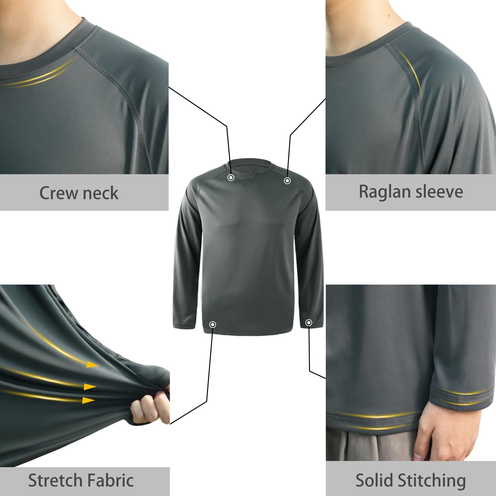 LOOGU Men’s Outdoor Long Sleeve Shirt Dark Grey T30