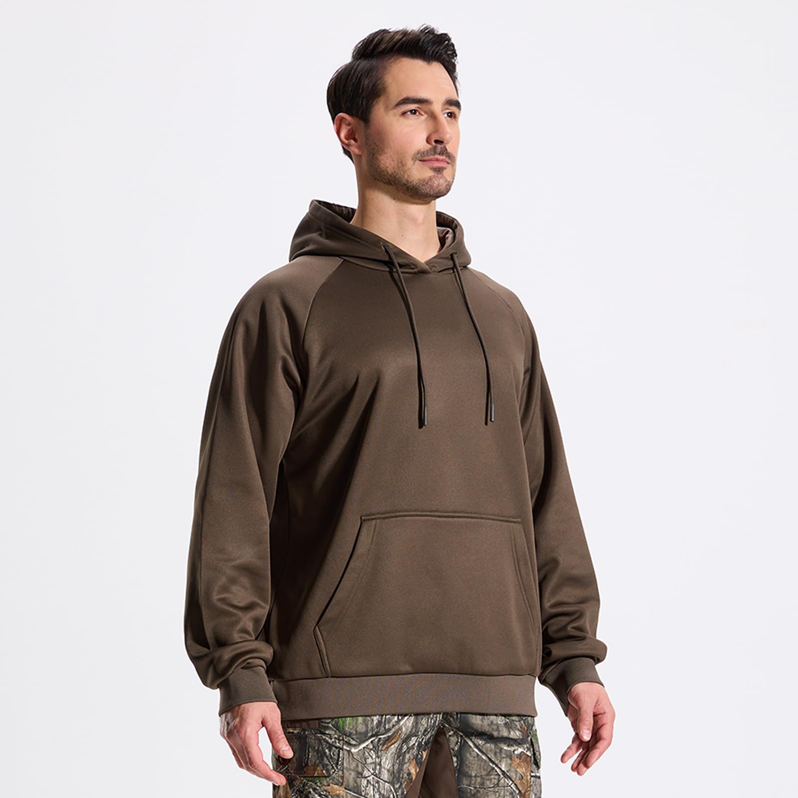 LOOGU Hunting Fleece Zipper Hoodie-Brown D60