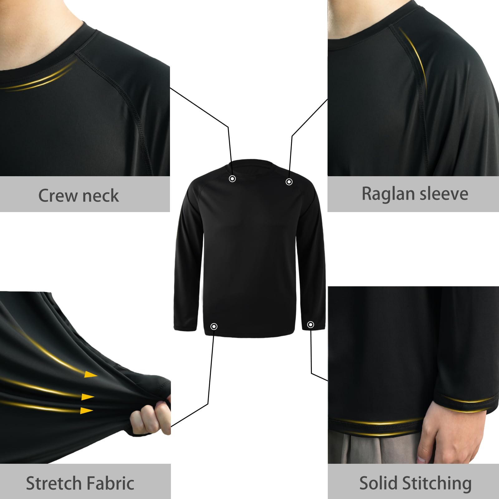 LOOGU Men’s Outdoor Long Sleeve Shirt Black T30