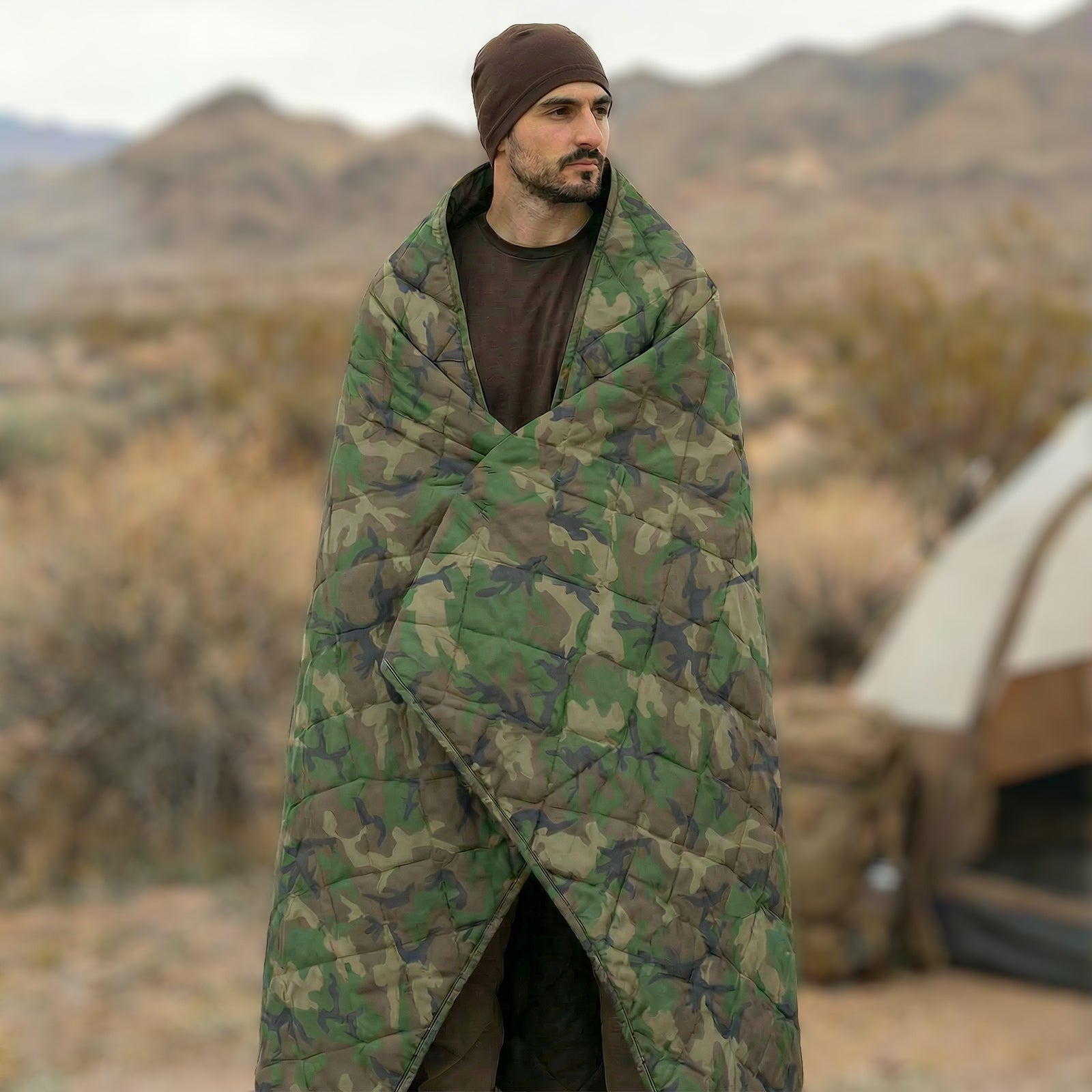 LOOGU – couverture camouflage Woobie imperméable, doublure de poncho pour le camping en plein air, la randonnée, la chasse, la survie, la randonnée, le pique-nique