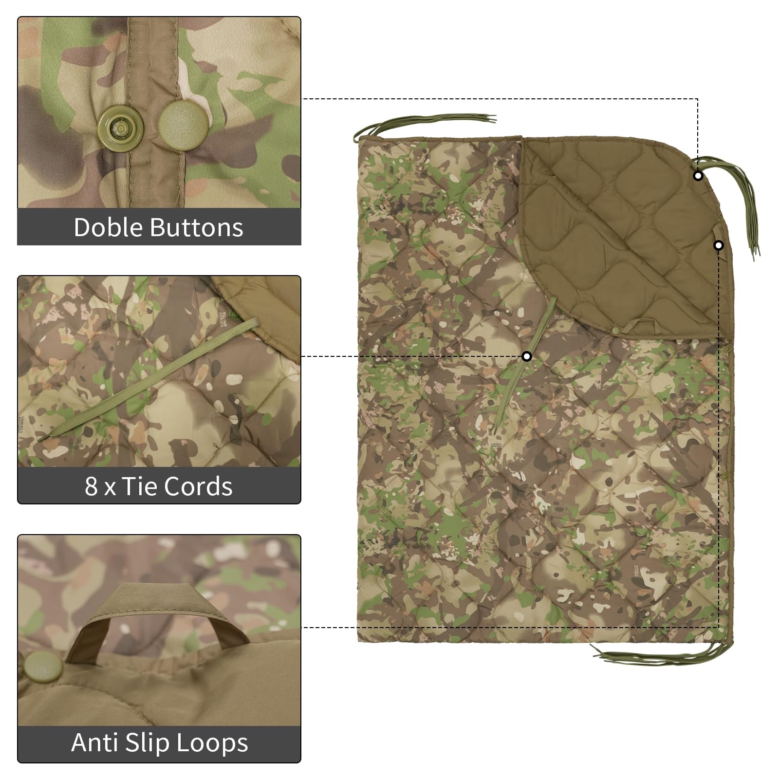 LOOGU Camo Blanket Waterproof Insulation Poncho Liner BL40