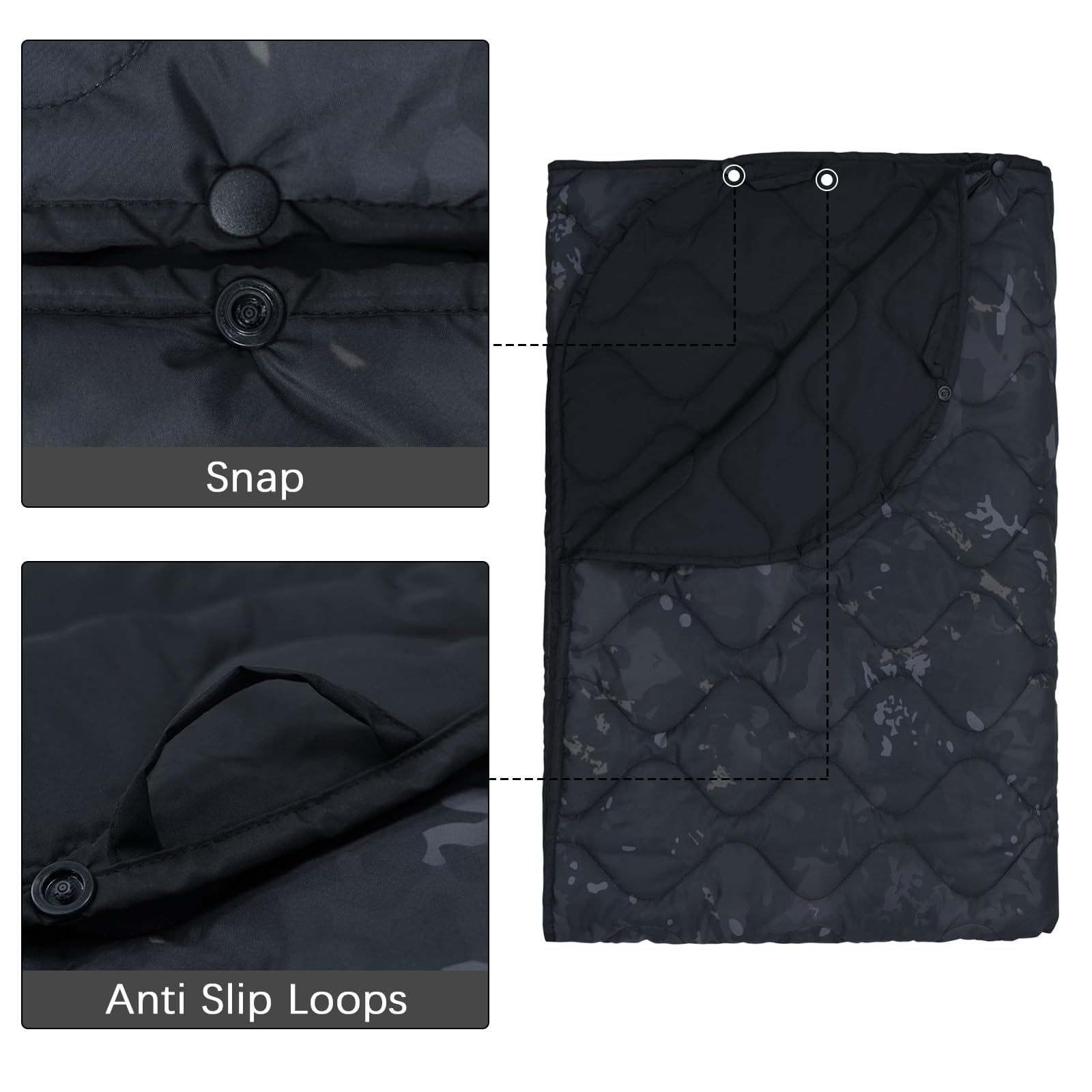 LOOGU – couverture camouflage Woobie imperméable, doublure de poncho pour le camping en plein air, la randonnée, la chasse, la survie, la randonnée, le pique-nique
