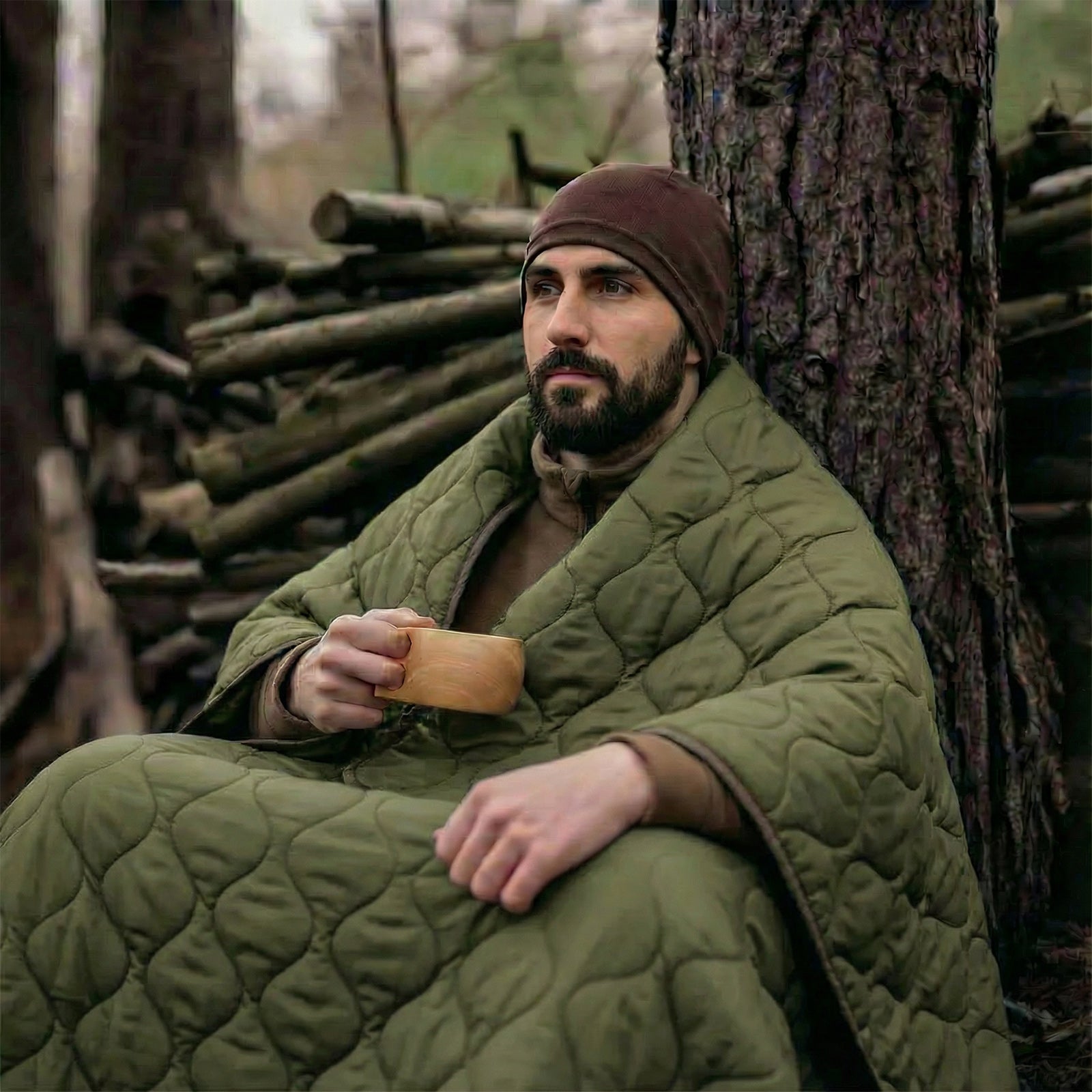 LOOGU – couverture camouflage Woobie imperméable, doublure de poncho pour le camping en plein air, la randonnée, la chasse, la survie, la randonnée, le pique-nique