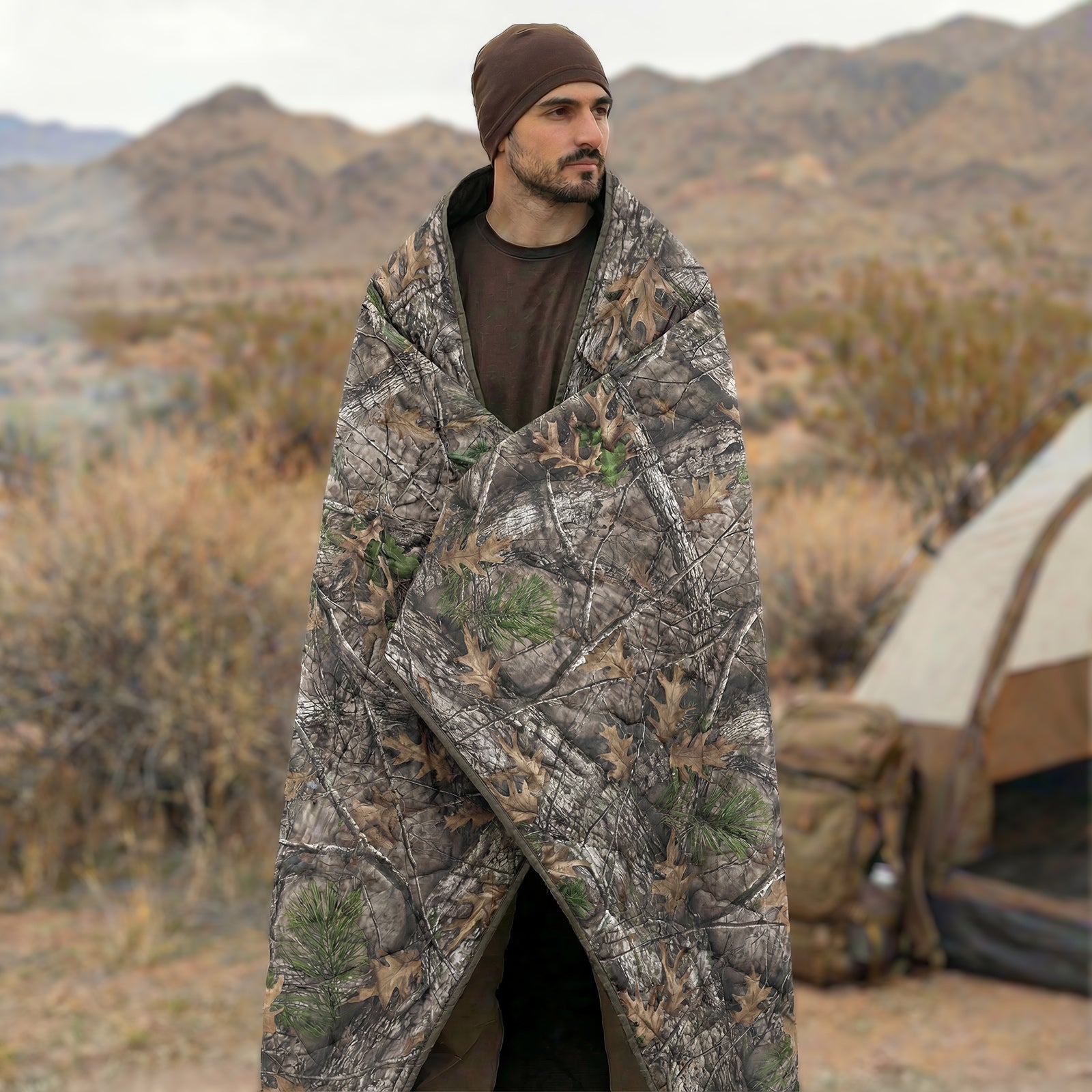 LOOGU – couverture camouflage Woobie imperméable, doublure de poncho pour le camping en plein air, la randonnée, la chasse, la survie, la randonnée, le pique-nique