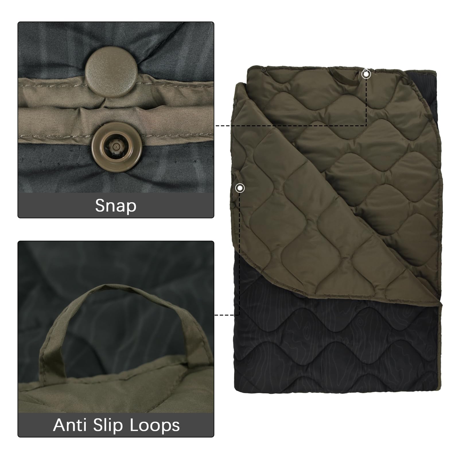 LOOGU – couverture camouflage Woobie imperméable, doublure de poncho pour le camping en plein air, la randonnée, la chasse, la survie, la randonnée, le pique-nique