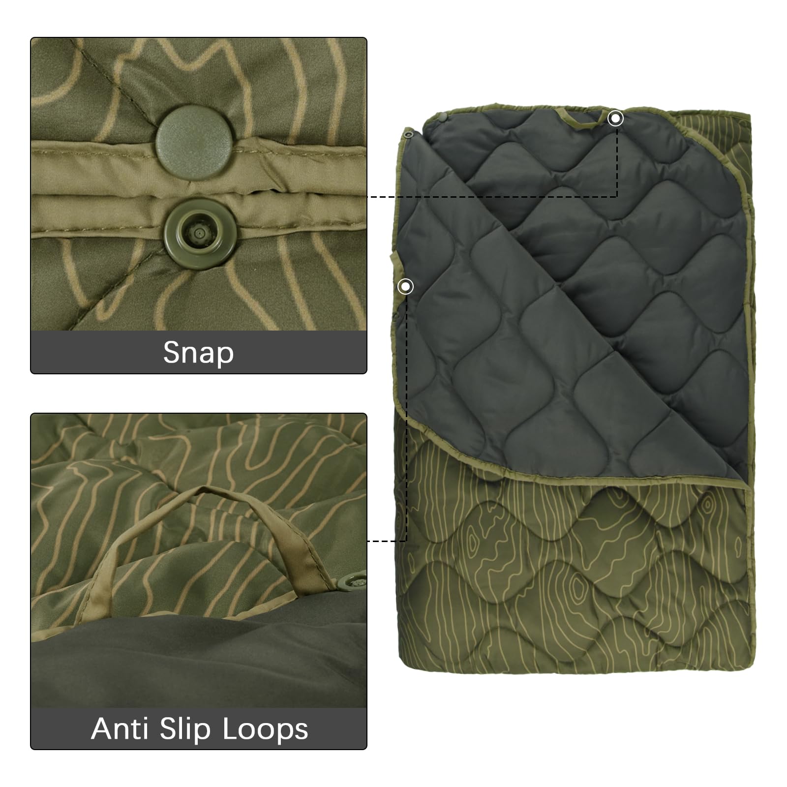LOOGU – couverture camouflage Woobie imperméable, doublure de poncho pour le camping en plein air, la randonnée, la chasse, la survie, la randonnée, le pique-nique